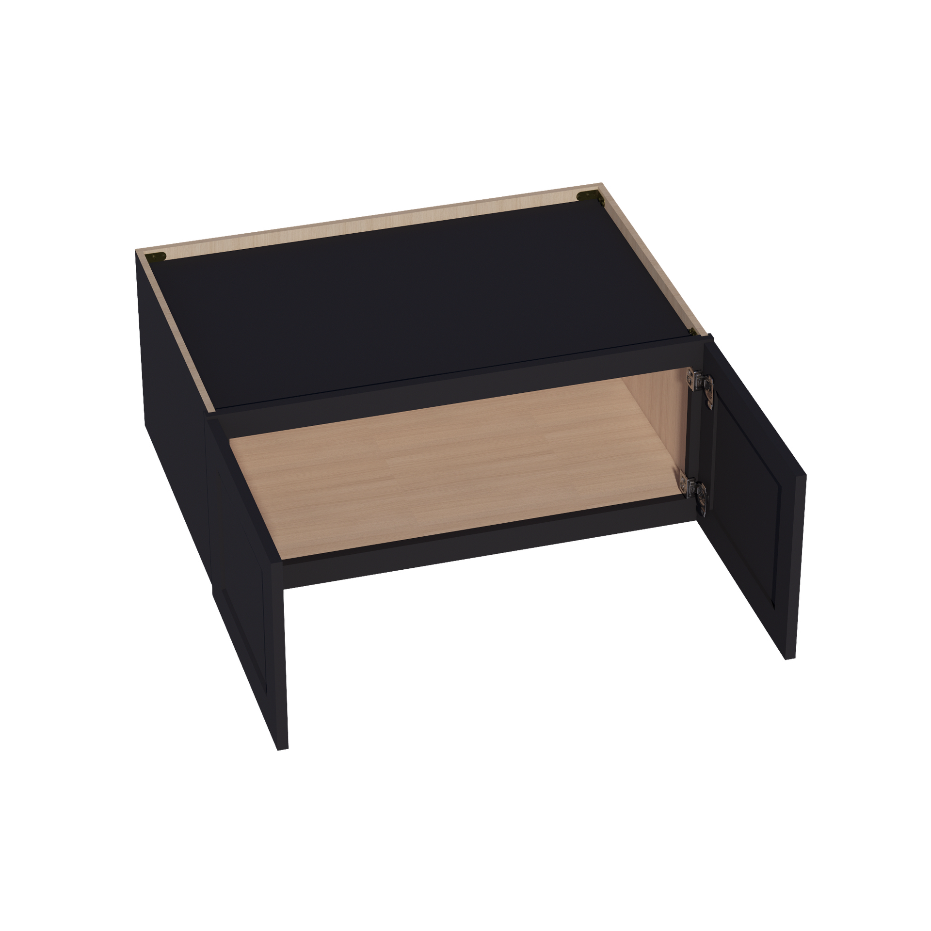 W361524-SBK  Wall Cabinet 2 Doors & 2 Shelves - Shaker Style - Black   36"W x 15"H x 24"D