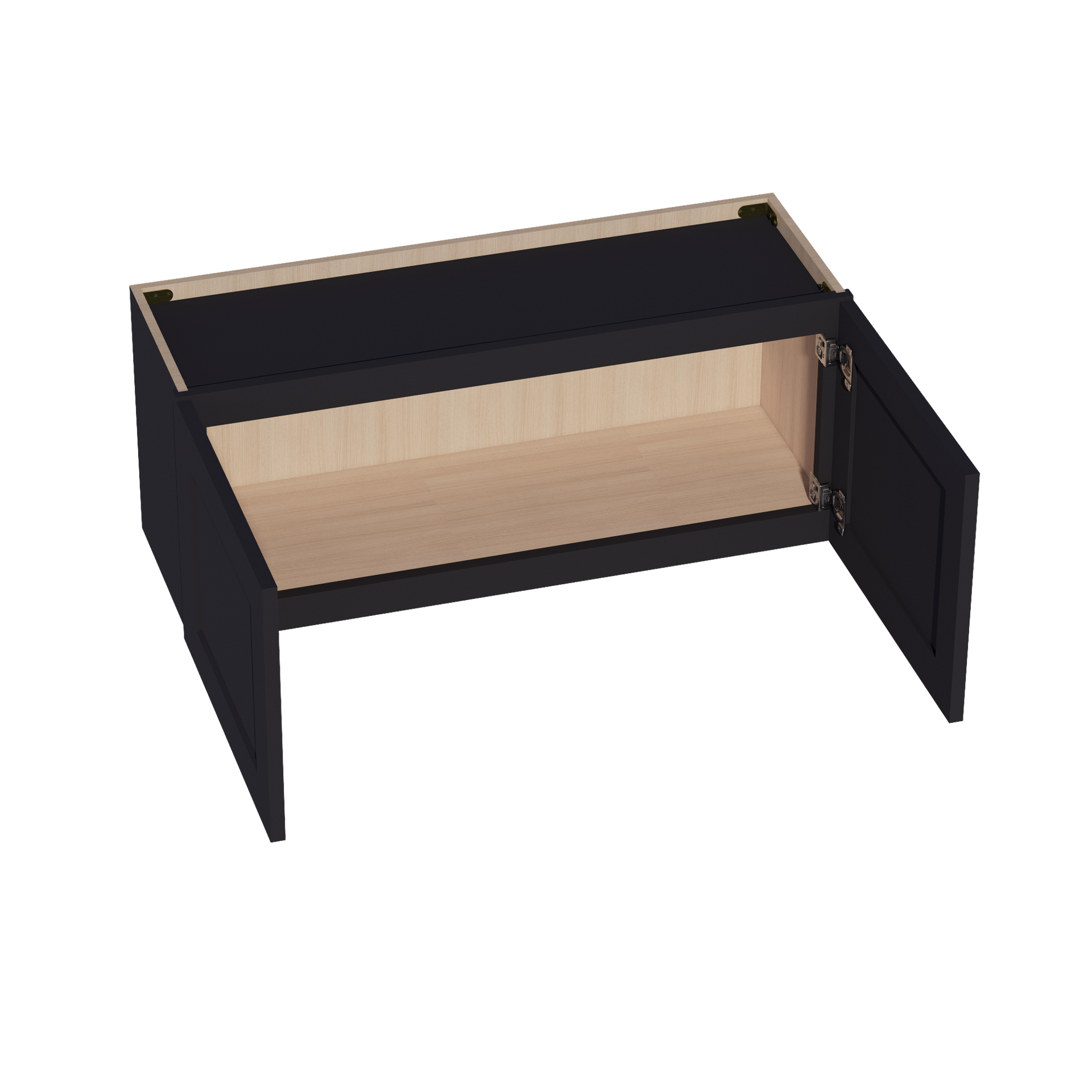 W3615-SBK  Wall Cabinet 2 Doors & 2 Shelves - Shaker Style - Black   36"W x 15"H x 12"D
