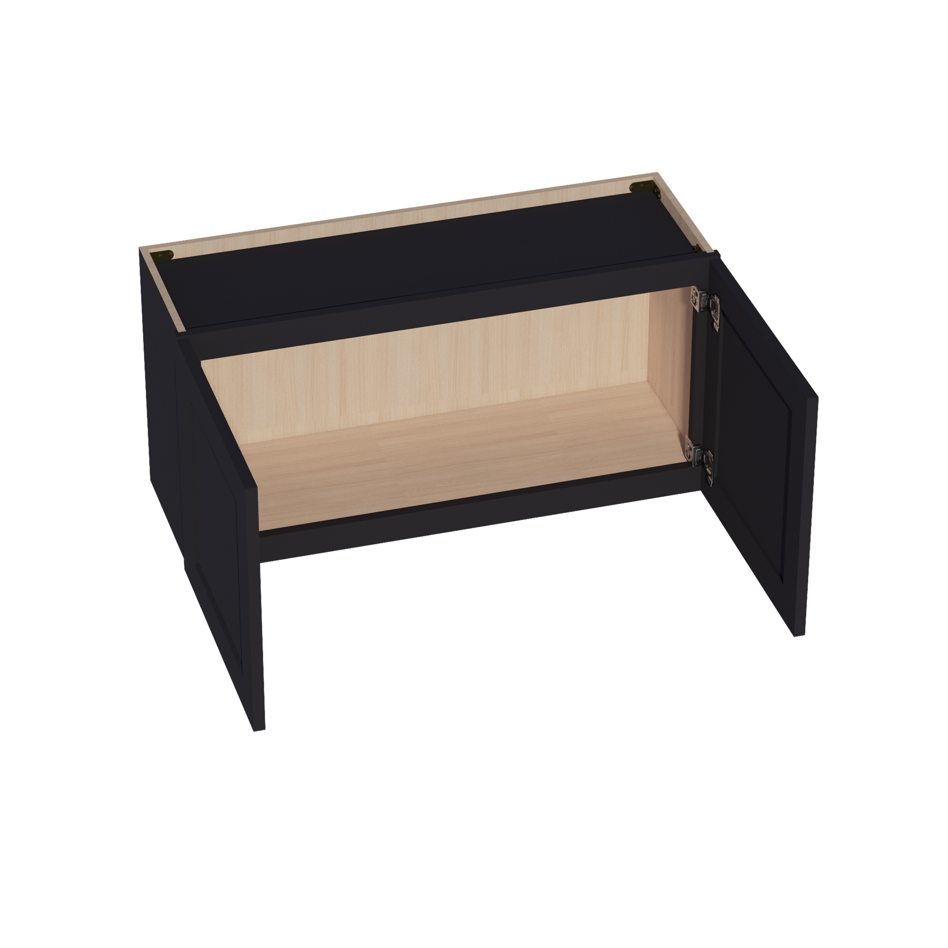 W3618-SBK  Wall Cabinet 2 Doors & 2 Shelves - Shaker Style - Black   36"W x 18"H x 12"D