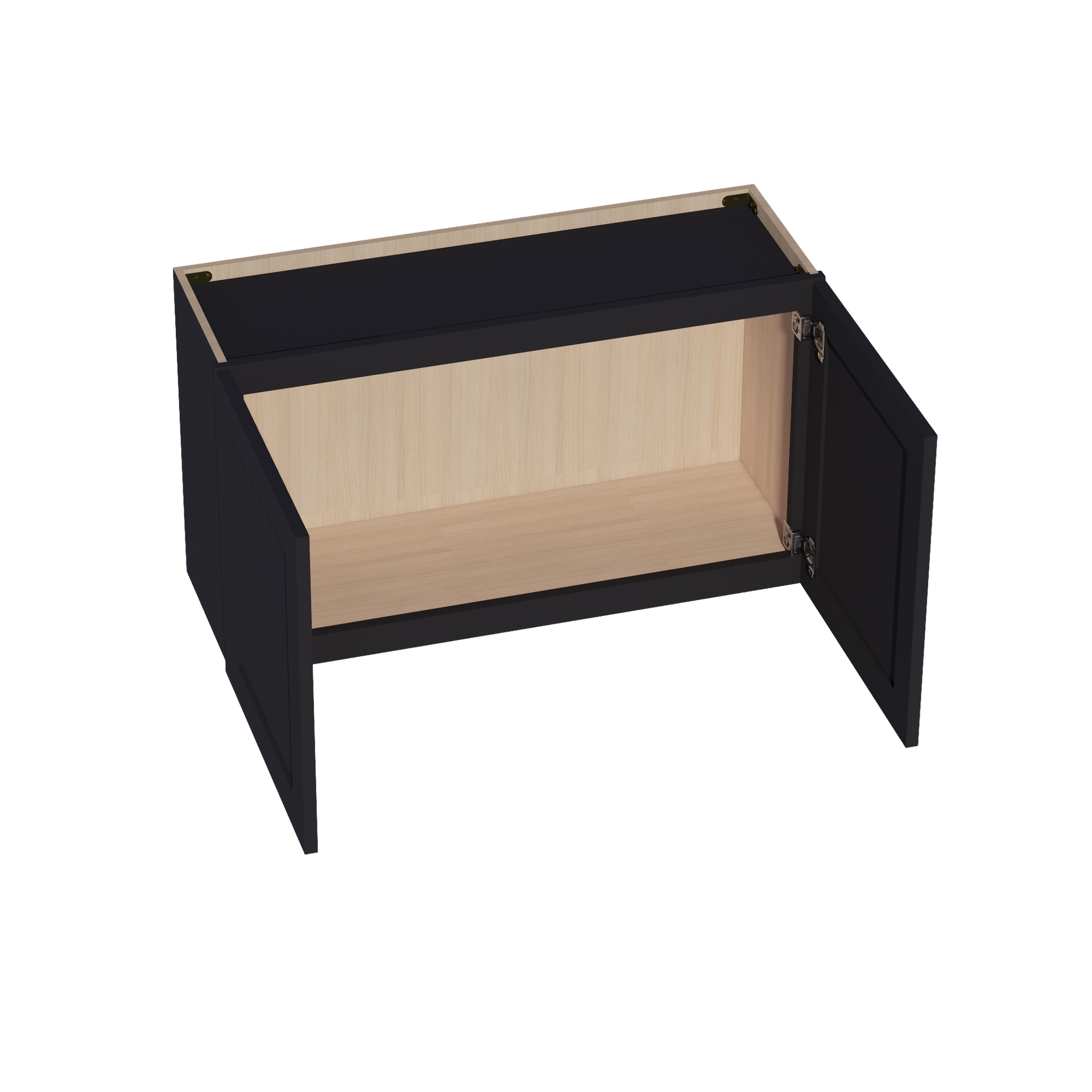 W3621-SBK  Wall Cabinet 2 Doors & 2 Shelves - Shaker Style - Black   36"W x 21"H x 12"D