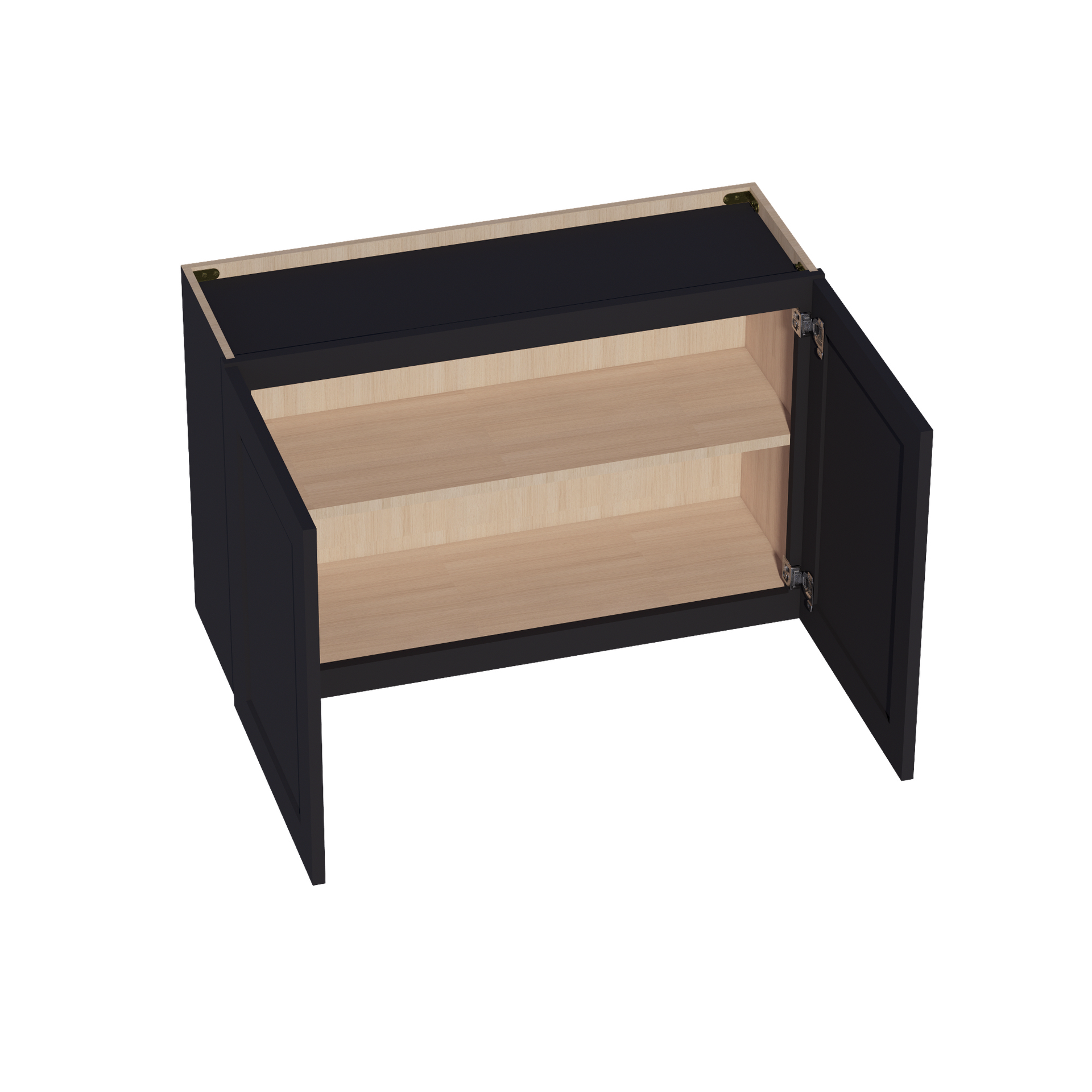 W3624-SBK  Wall Cabinet 2 Doors & 2 Shelves - Shaker Style - Black   36"W x 21"H x 12"D