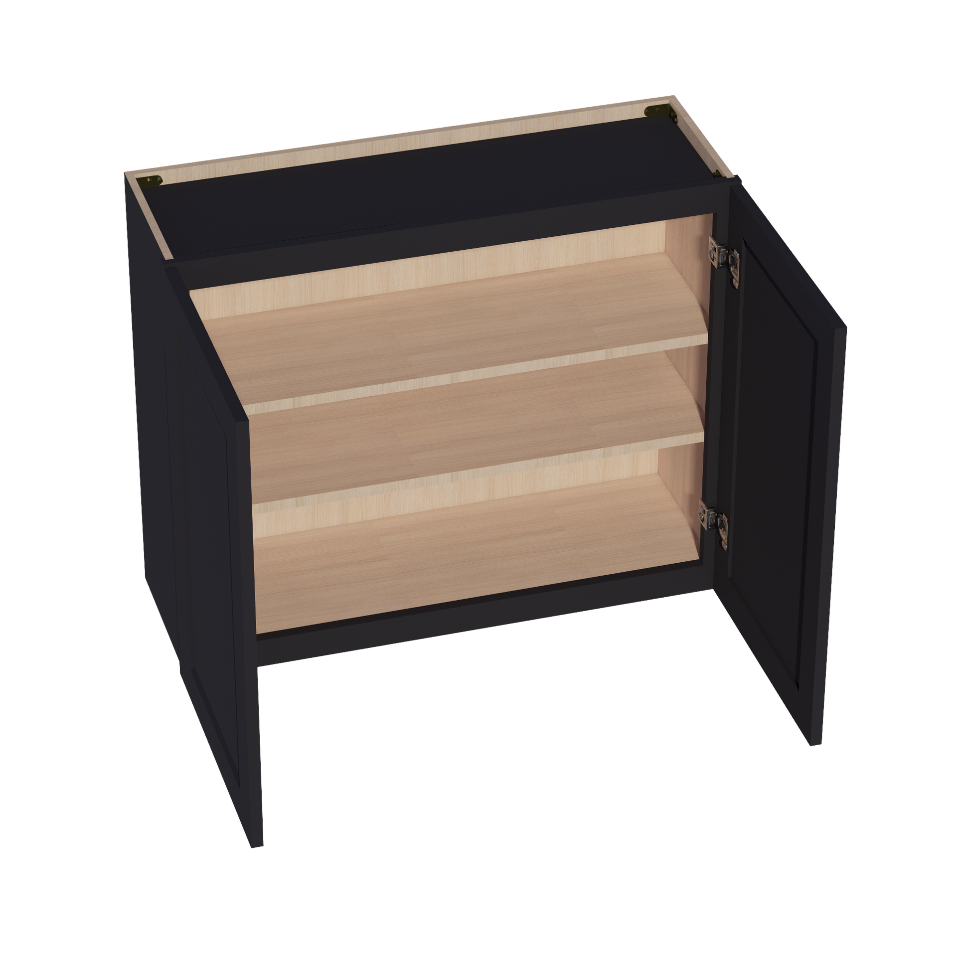 W3630-SBK  Wall Cabinet 2 Doors & 2 Shelves - Shaker Style - Black   36"W x 30"H x 12"D