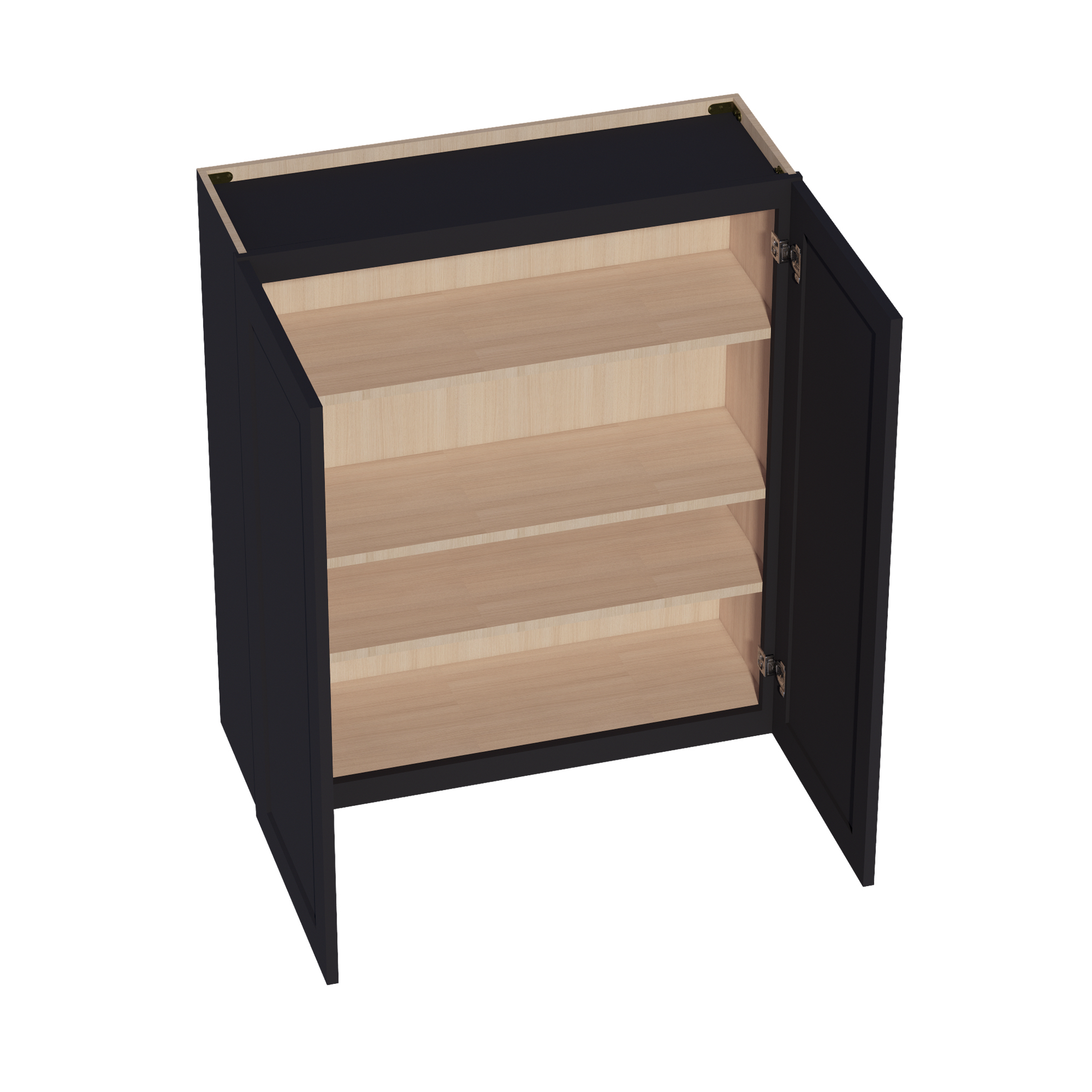W3642-SBK  Wall Cabinet 2 Doors & 2 Shelves - Shaker Style - Black   36"W x 42"H x 12"D