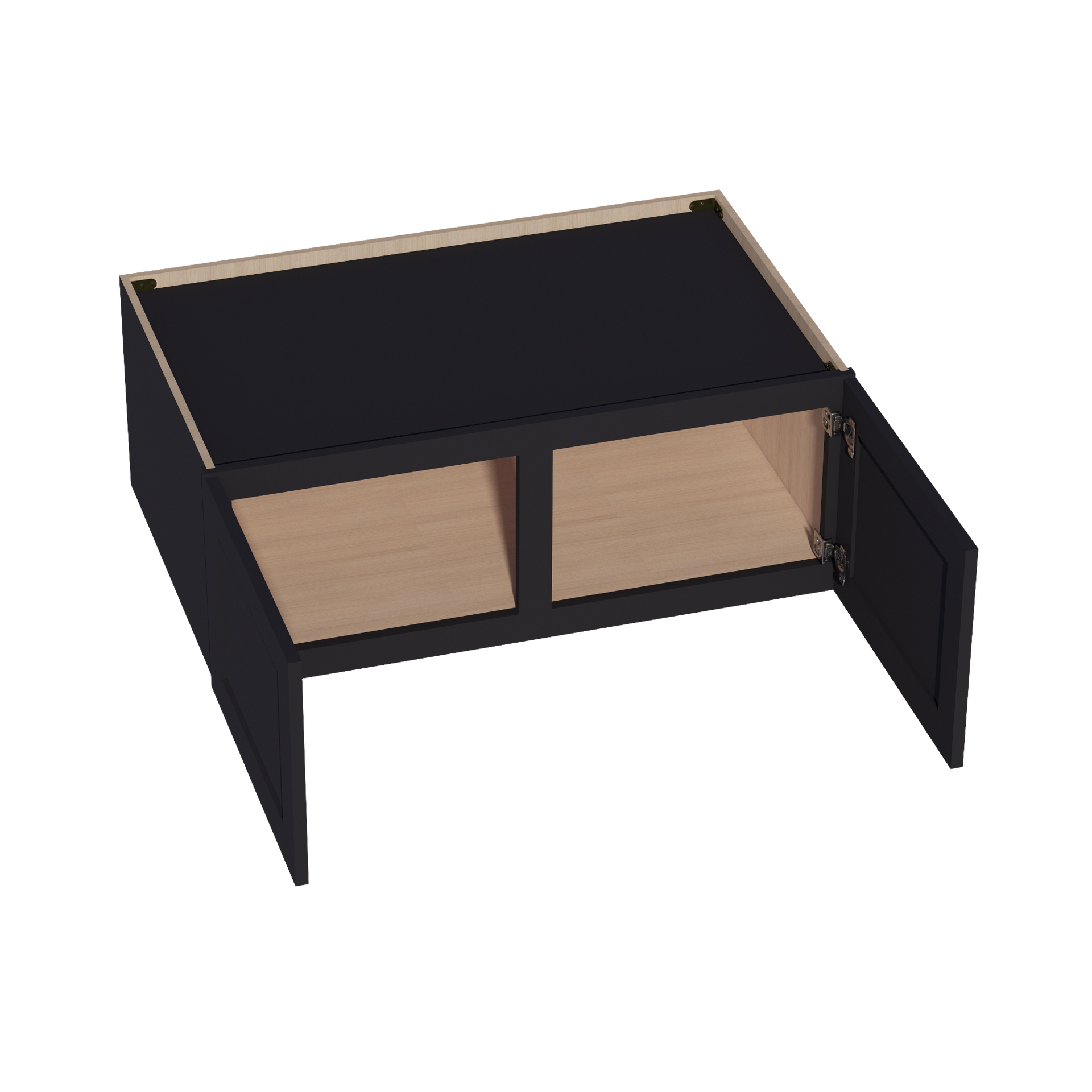 W391524-SBK  Wall Cabinet 2 Doors & 2 Shelves - Shaker Style - Black   39"W x 15"H x 24"D