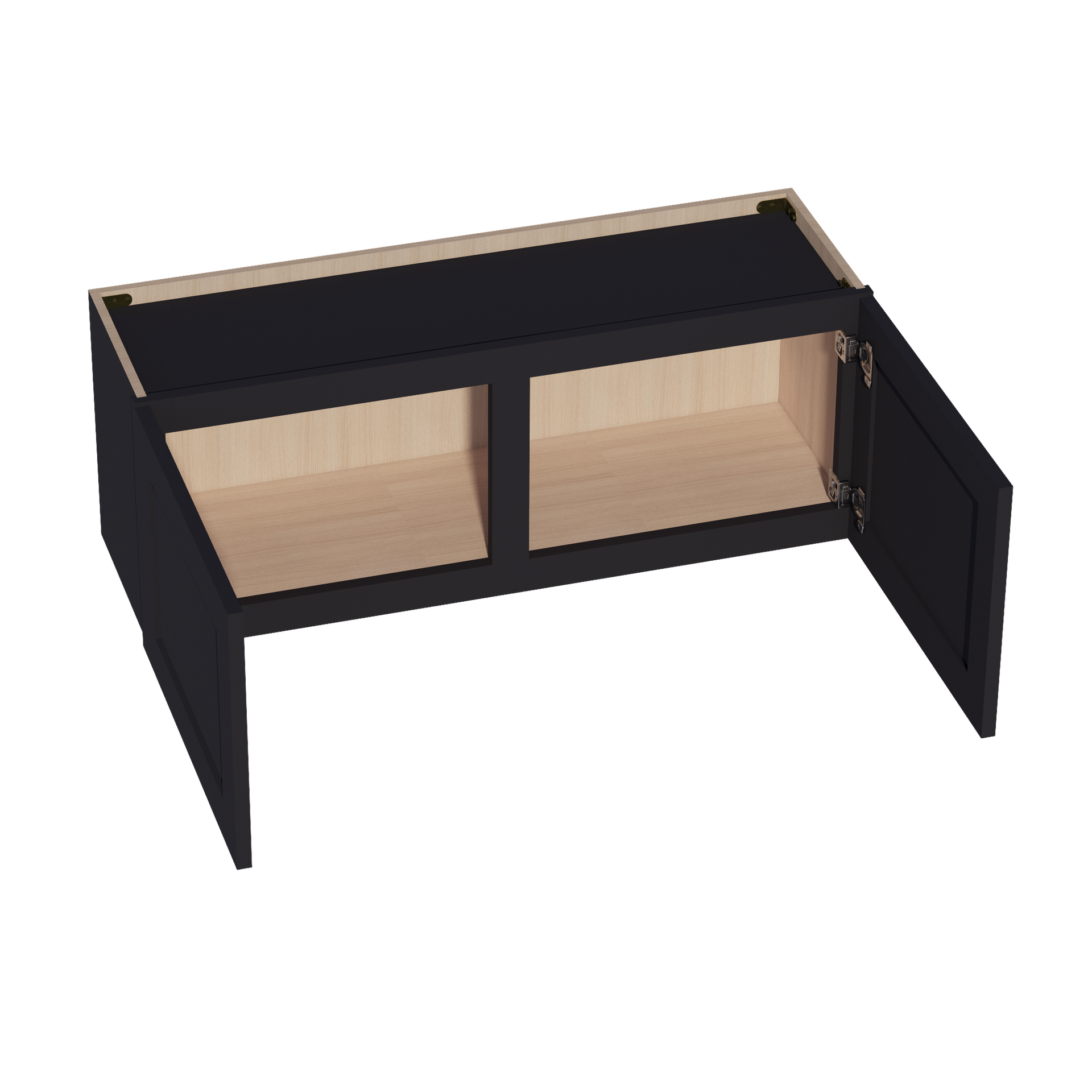 W3915-SBK  Wall Cabinet 2 Doors & 2 Shelves - Shaker Style - Black   39"W x 15"H x 12"D