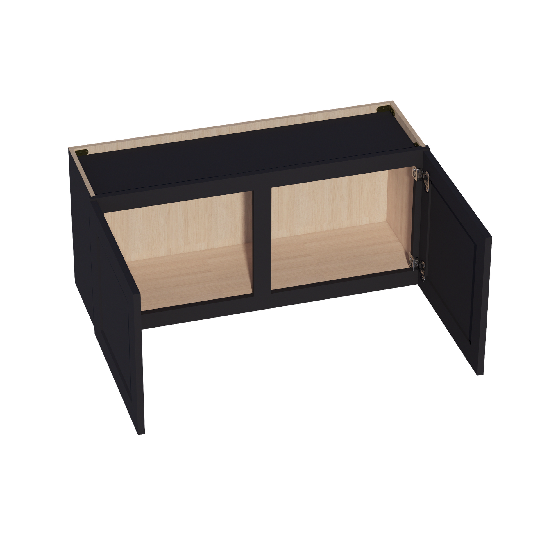 W3918-SBK  Wall Cabinet 2 Doors & 2 Shelves - Shaker Style - Black   39"W x 18"H x 12"D