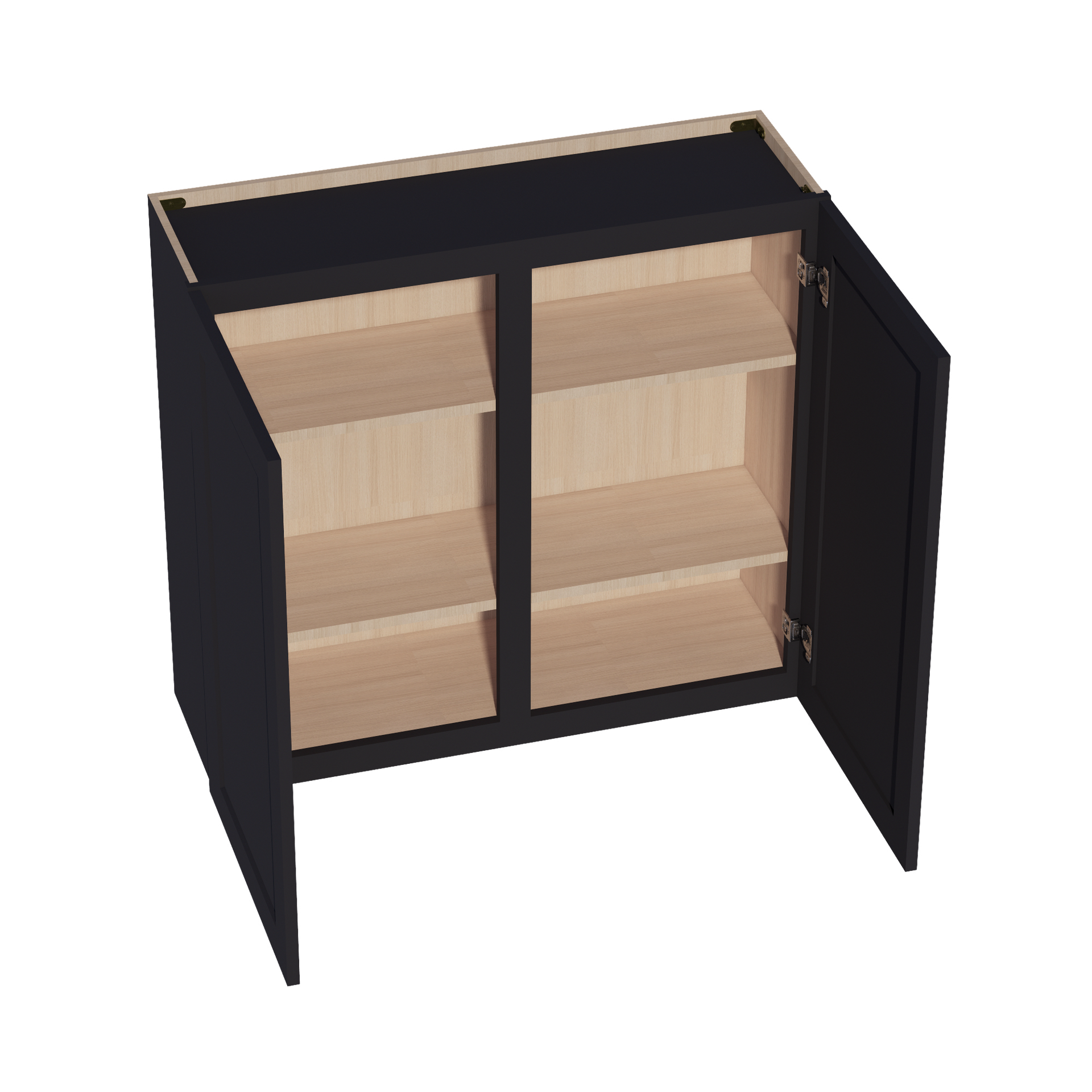 W3936-SBK  Wall Cabinet 2 Doors & 2 Shelves - Shaker Style - Black   39"W x 36"H x 12"D
