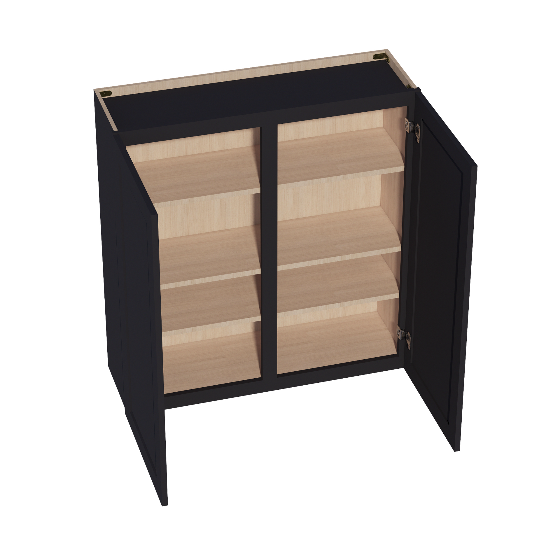 W3942-SBK  Wall Cabinet 2 Doors & 2 Shelves - Shaker Style - Black   39"W x 36"H x 12"D