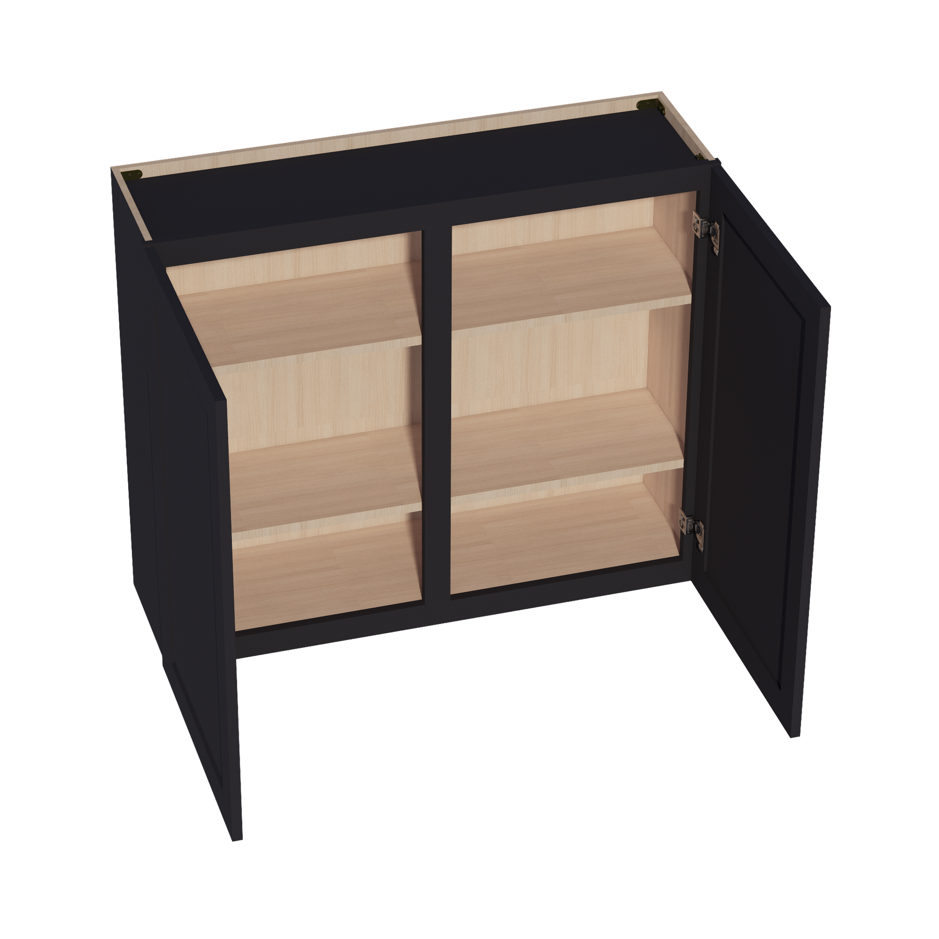 W4236-SBK  Wall Cabinet 2 Doors & 2 Shelves - Shaker Style - Black   42"W x 36"H x 12"D