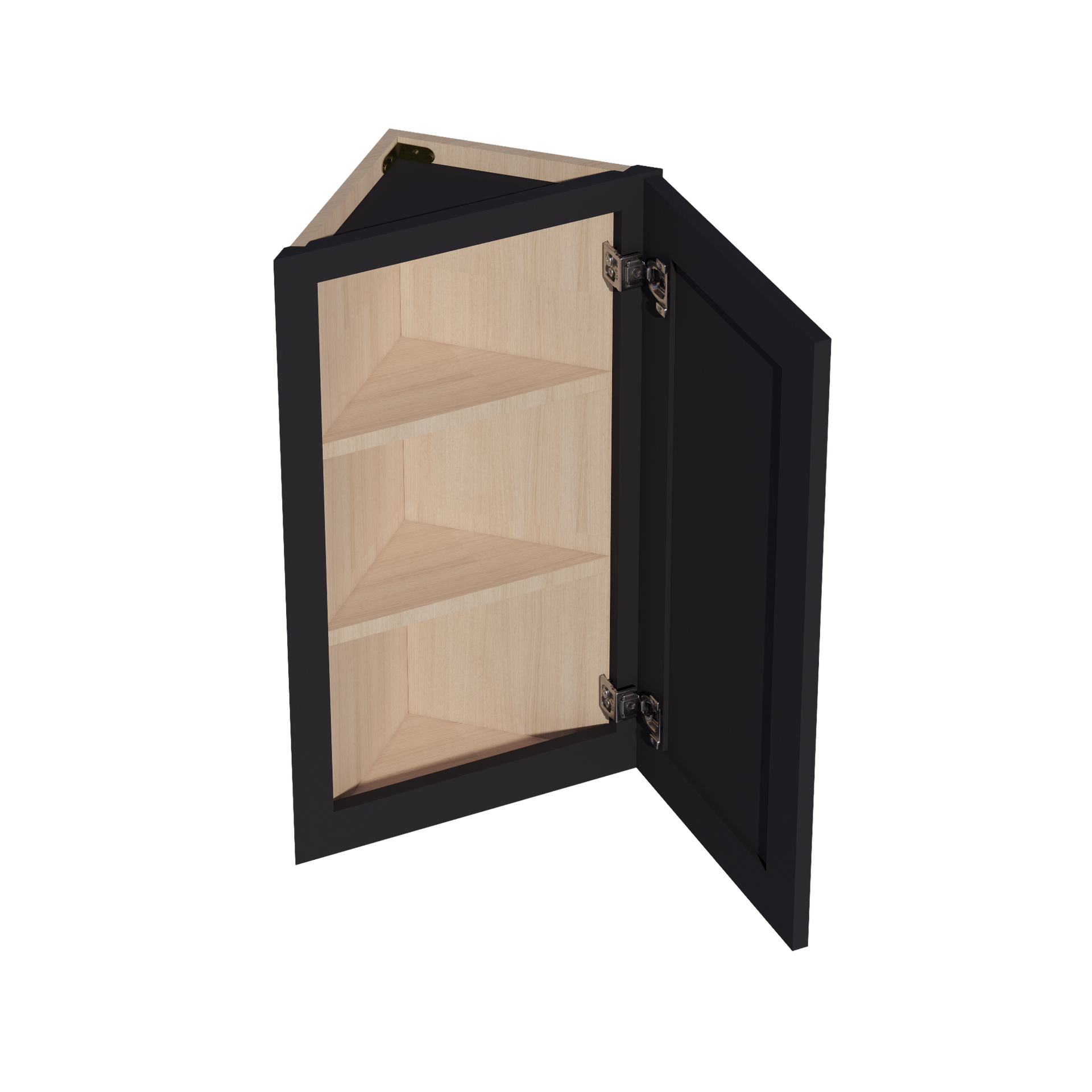WAE1230-SBK  Wall Angle End Cabinet 1 Door & 2 Shelves - Shaker Style - Black   12"W x 30"H x 12"D