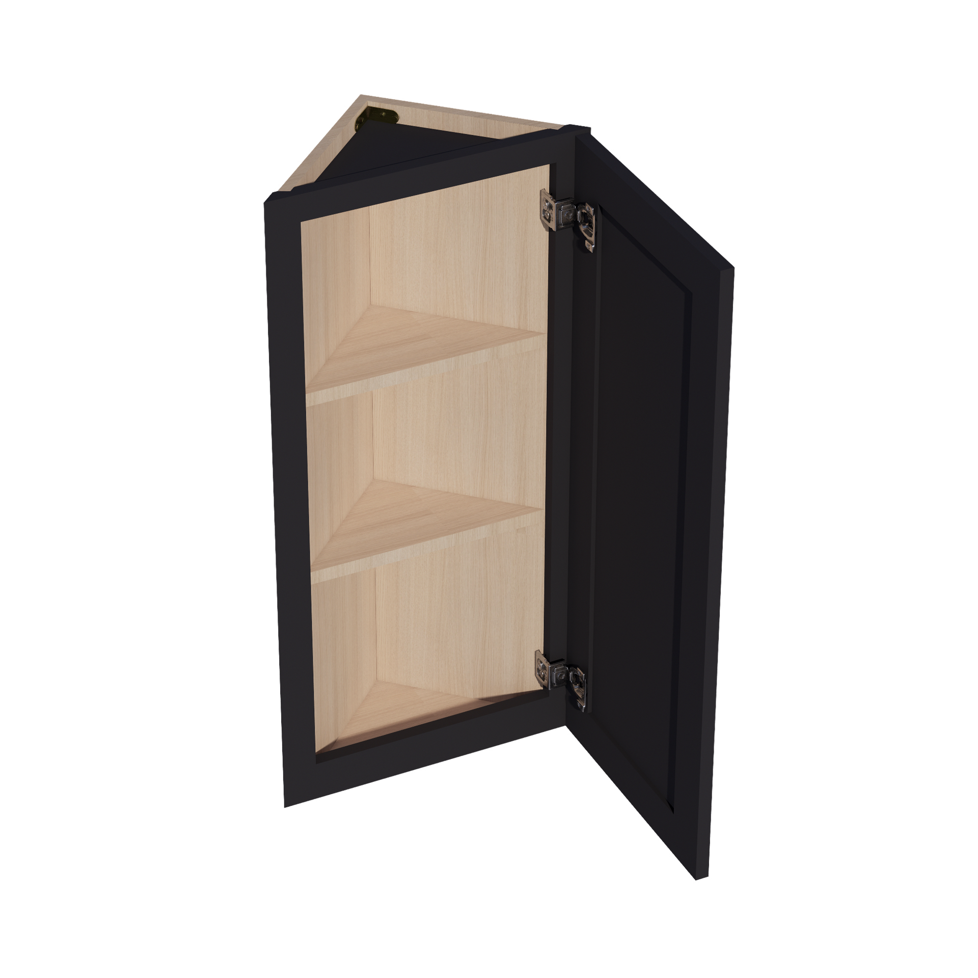 WAE1236-SBK  Wall Angle End Cabinet 1 Door & 2 Shelves - Shaker Style - Black   12"W x 36"H x 12"D