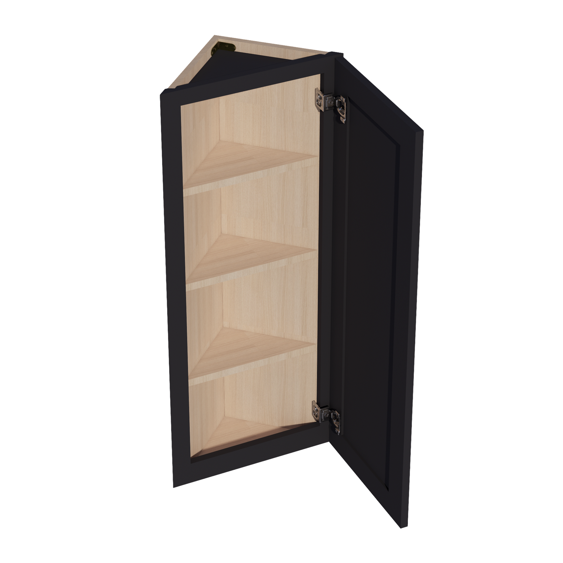 WAE1242-SBK  Wall Angle End Cabinet 1 Door & 2 Shelves - Shaker Style - Black   12"W x 42"H x 12"D