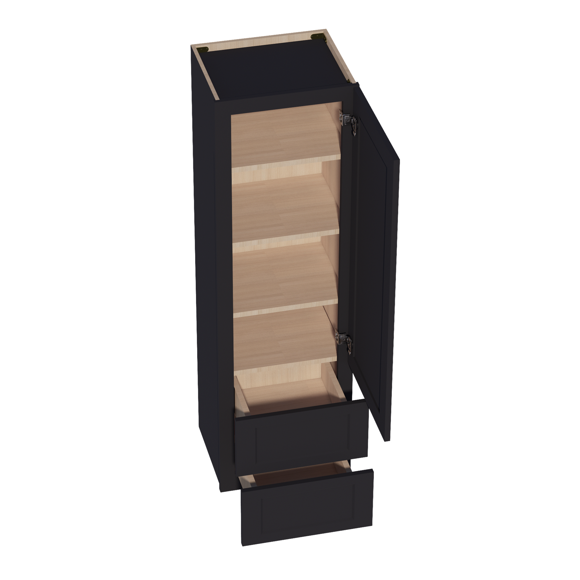 WD1860-SBK  Diagonal Wall Corner Cabinet 1 Door & 2 Shelves - Shaker Style - Black   18'W x 60"H x 15"D