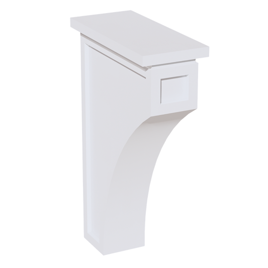 CMCB-SSW  Extra Large Corbel - Slim Shaker Style - White   3-1/2"W x 12-1/4"H x 8"D