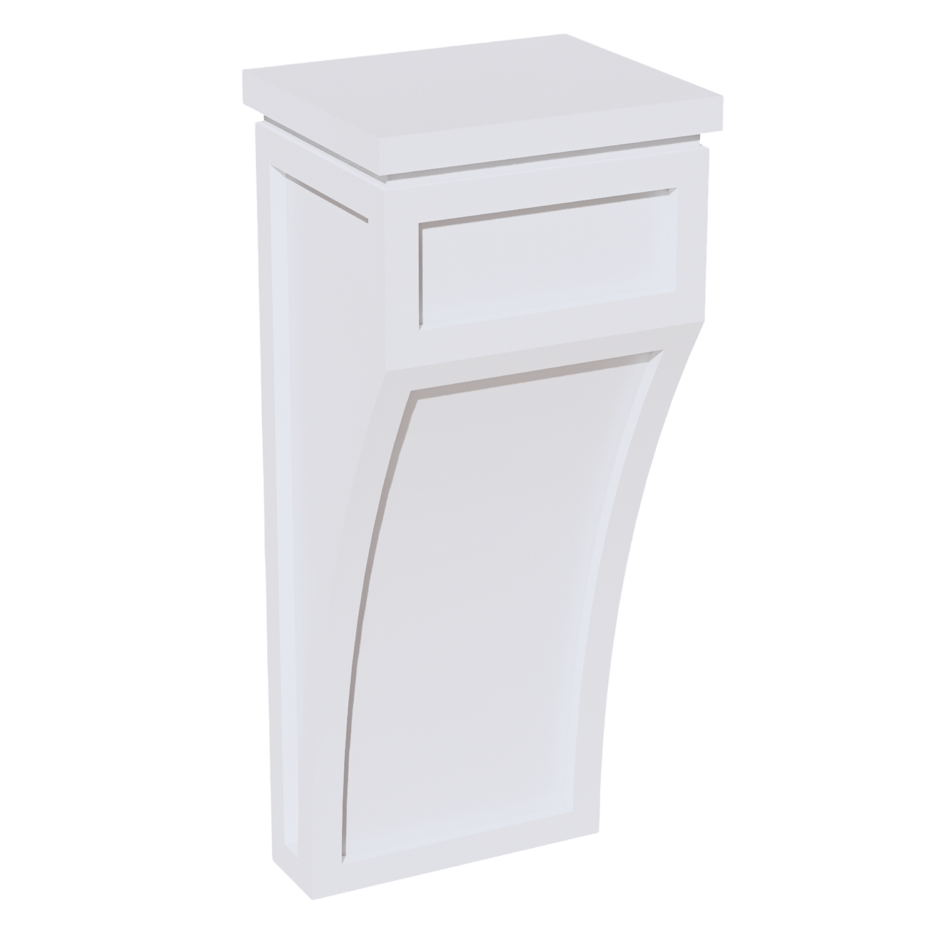 CML-SSW  Large Corbel - Slim Shaker Style - White   5-1/4"W x 12-1/4"H x 4-1/2"D