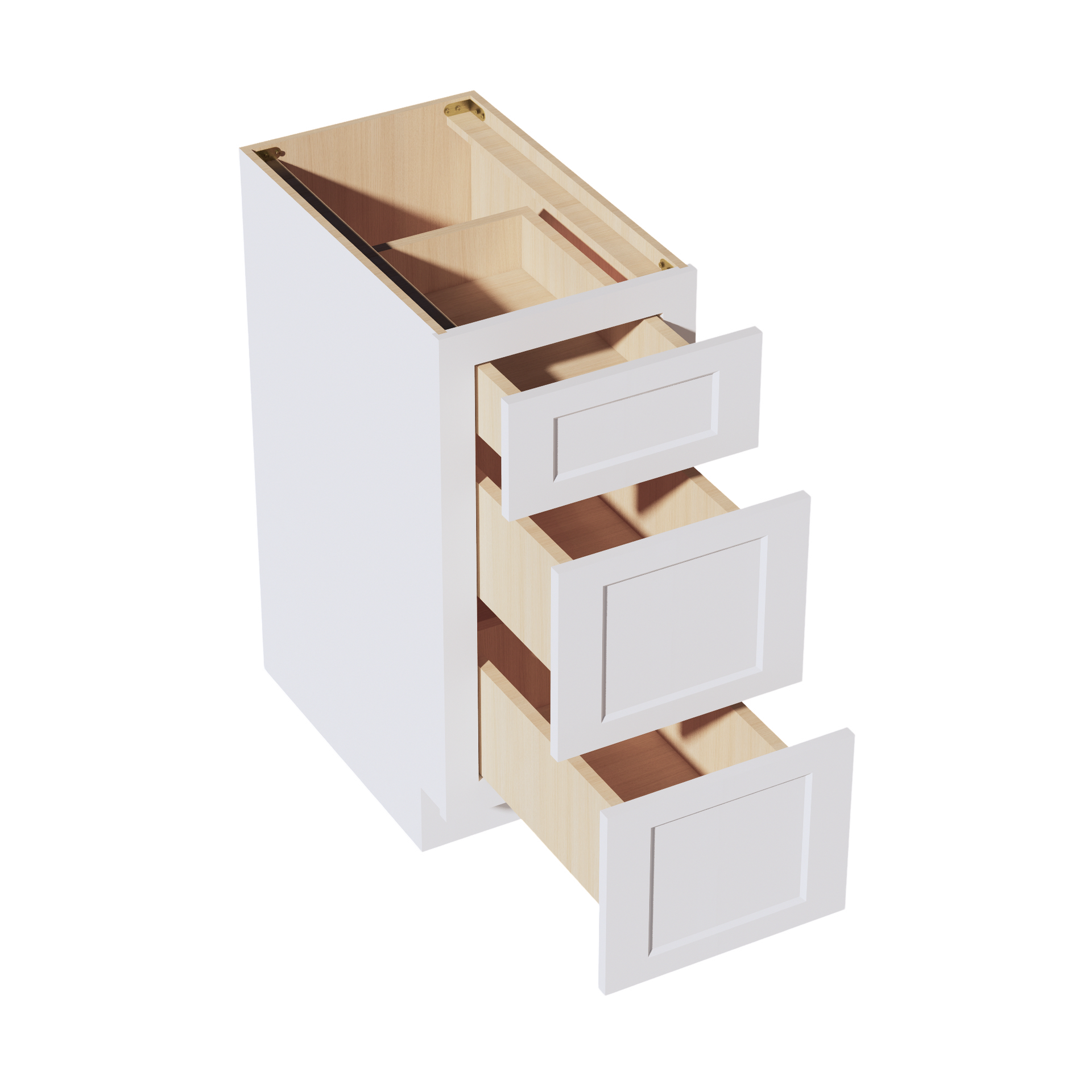 DB15-SW  Base Cabinet 3 Drawers - Shaker Style - Pure White   15"W x 34-1/2"H x 24"D