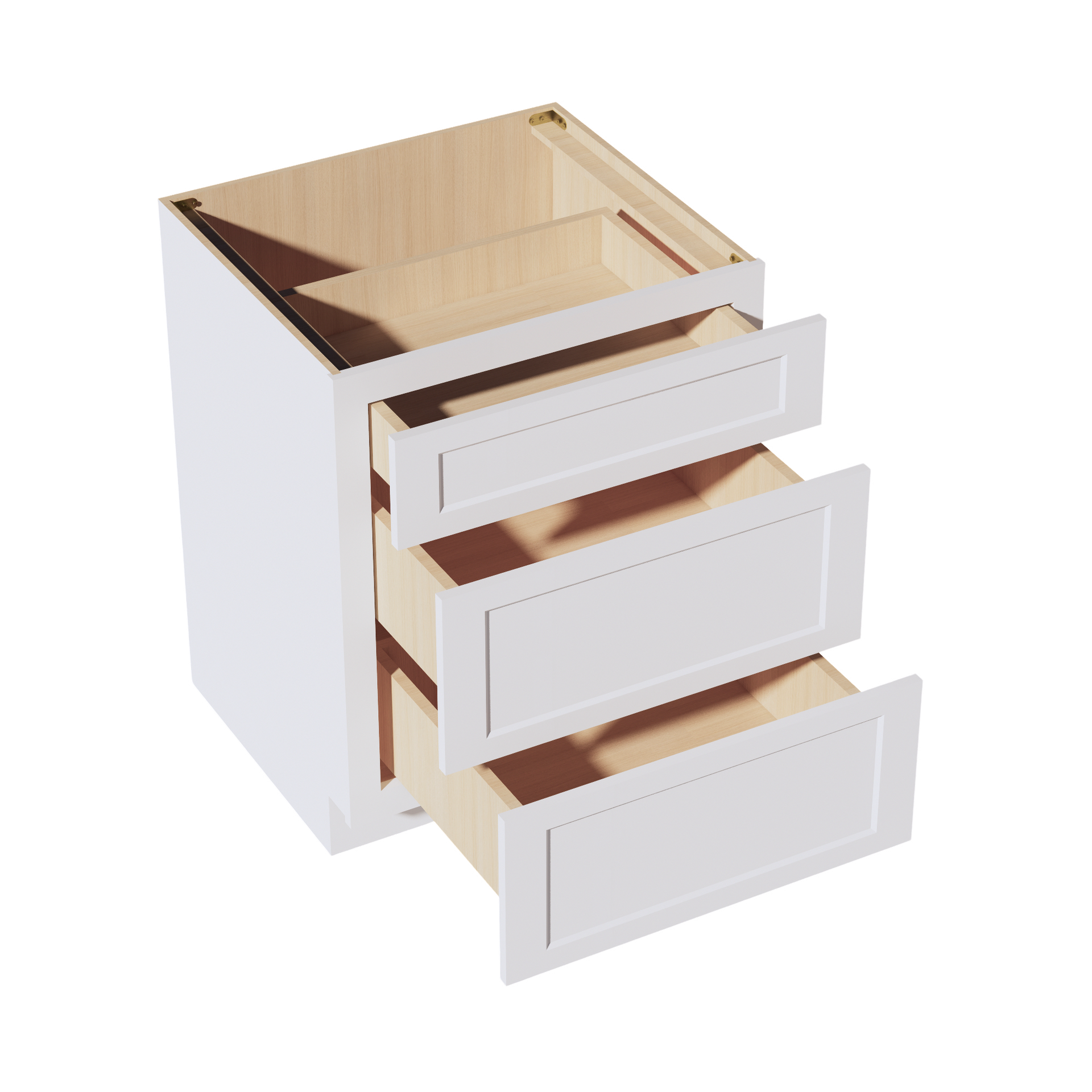 DB27-SW  Base Cabinet 3 Drawers - Shaker Style - Pure White   27"W x 34-1/2"H x 24"D