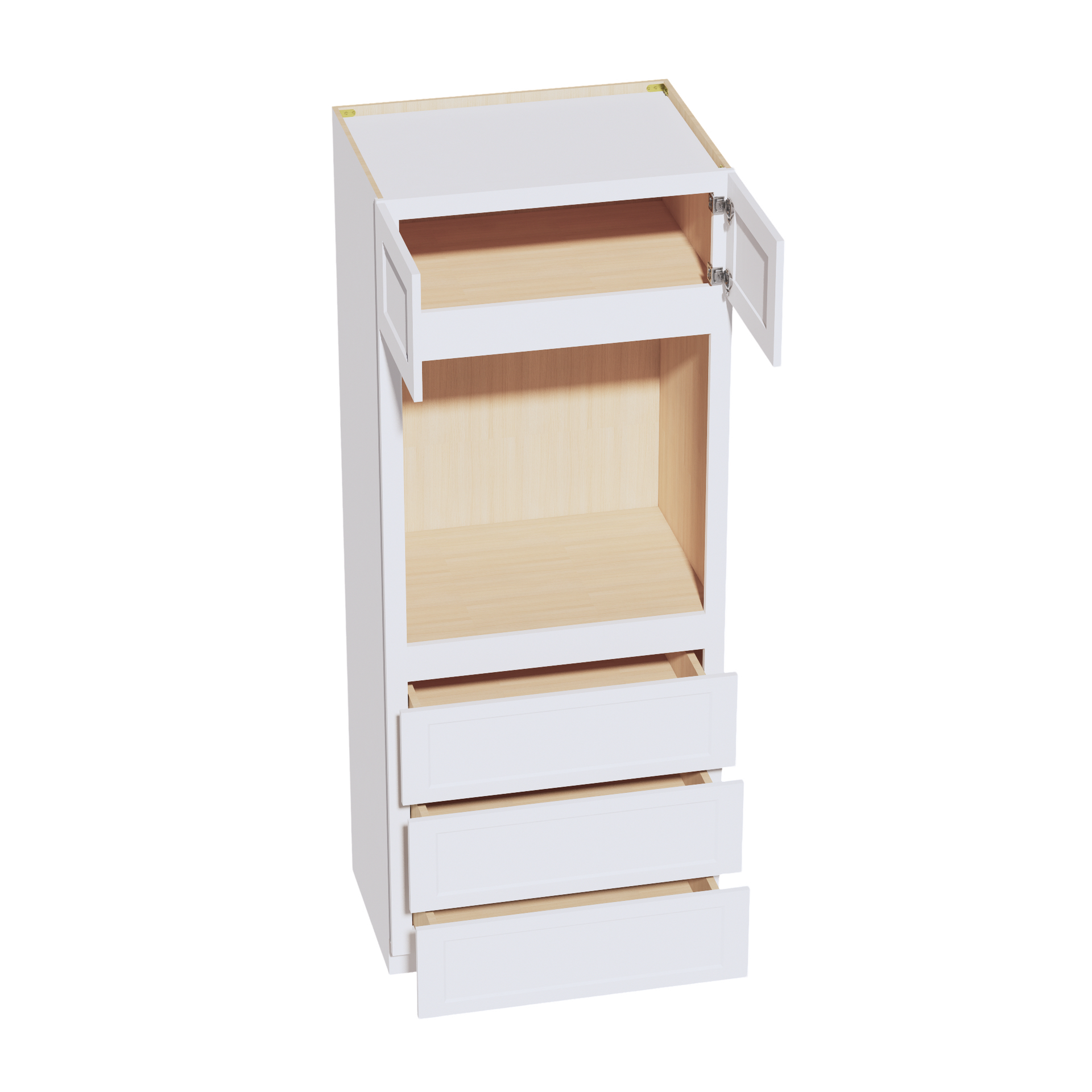 OC3384-SW  Tall Oven 2 Door & 3 Drawers Cabinet - Shaker Style - Pure White   33"W x 84"H x 24"D