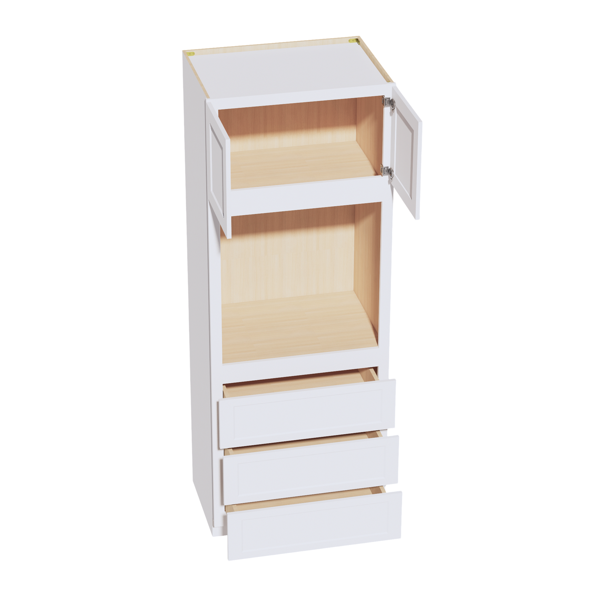 OC3390-SW  Tall Oven 2 Door & 3 Drawers Cabinet - Shaker Style - Pure White   33"W x 90"H x 24"D