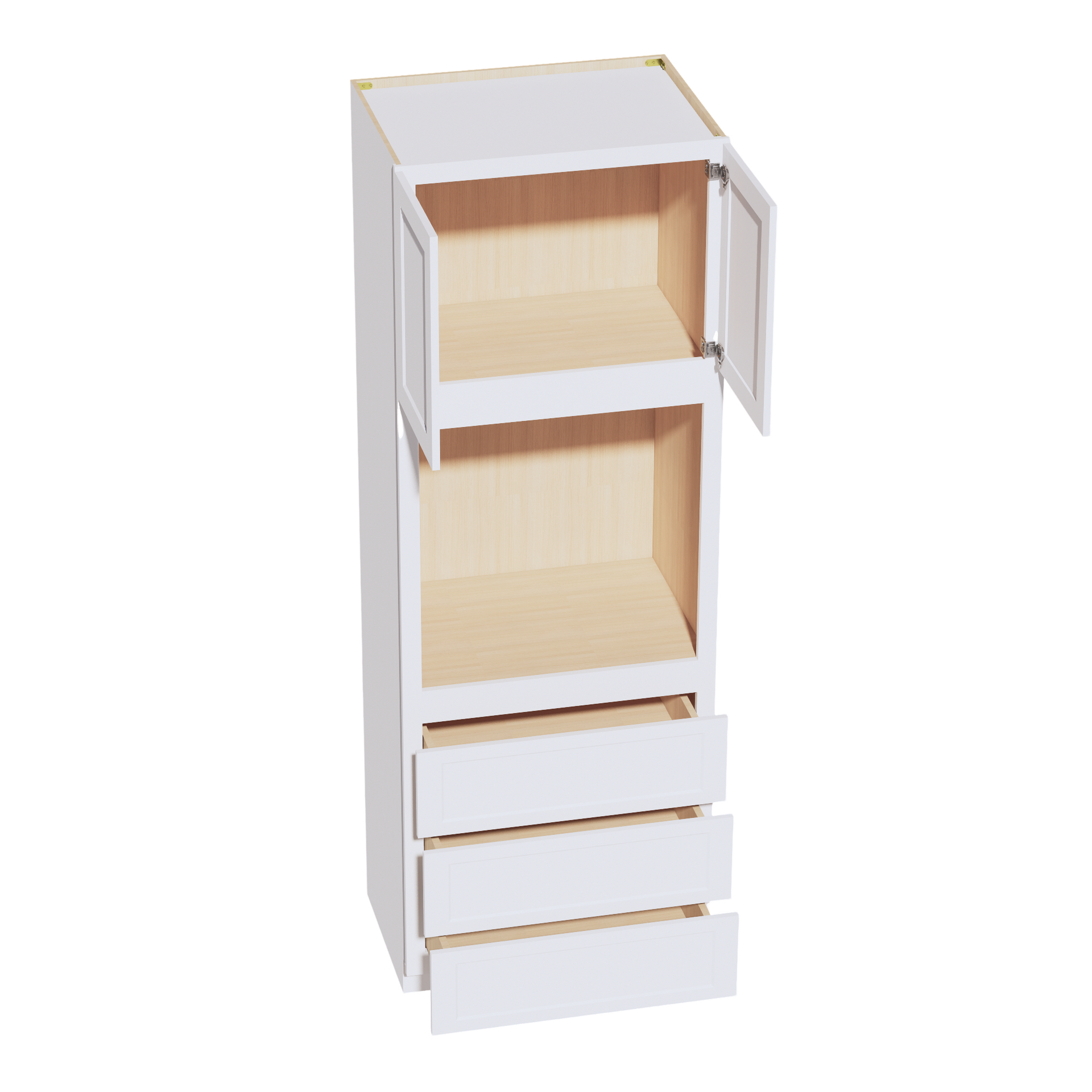 OC3396-SW  Tall Oven 2 Door & 3 Drawers Cabinet - Shaker Style - Pure White   33"W x 96"H x 24"D