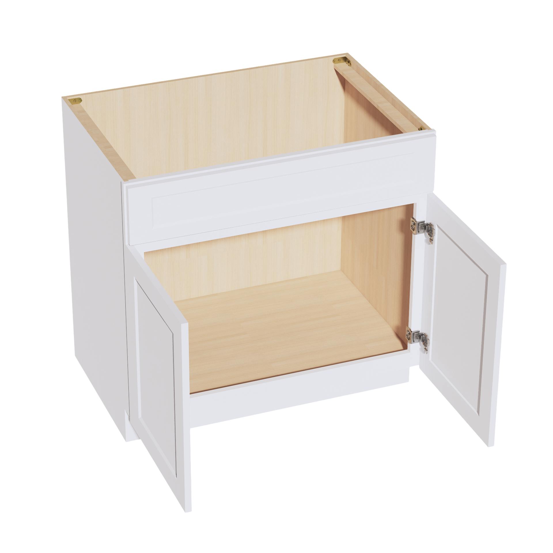 SB36-SW  Sink Base Cabinet 2 Door 2 False Drawer  - Shaker Style - Pure White   36"W x 34-1/2"H x 24"D