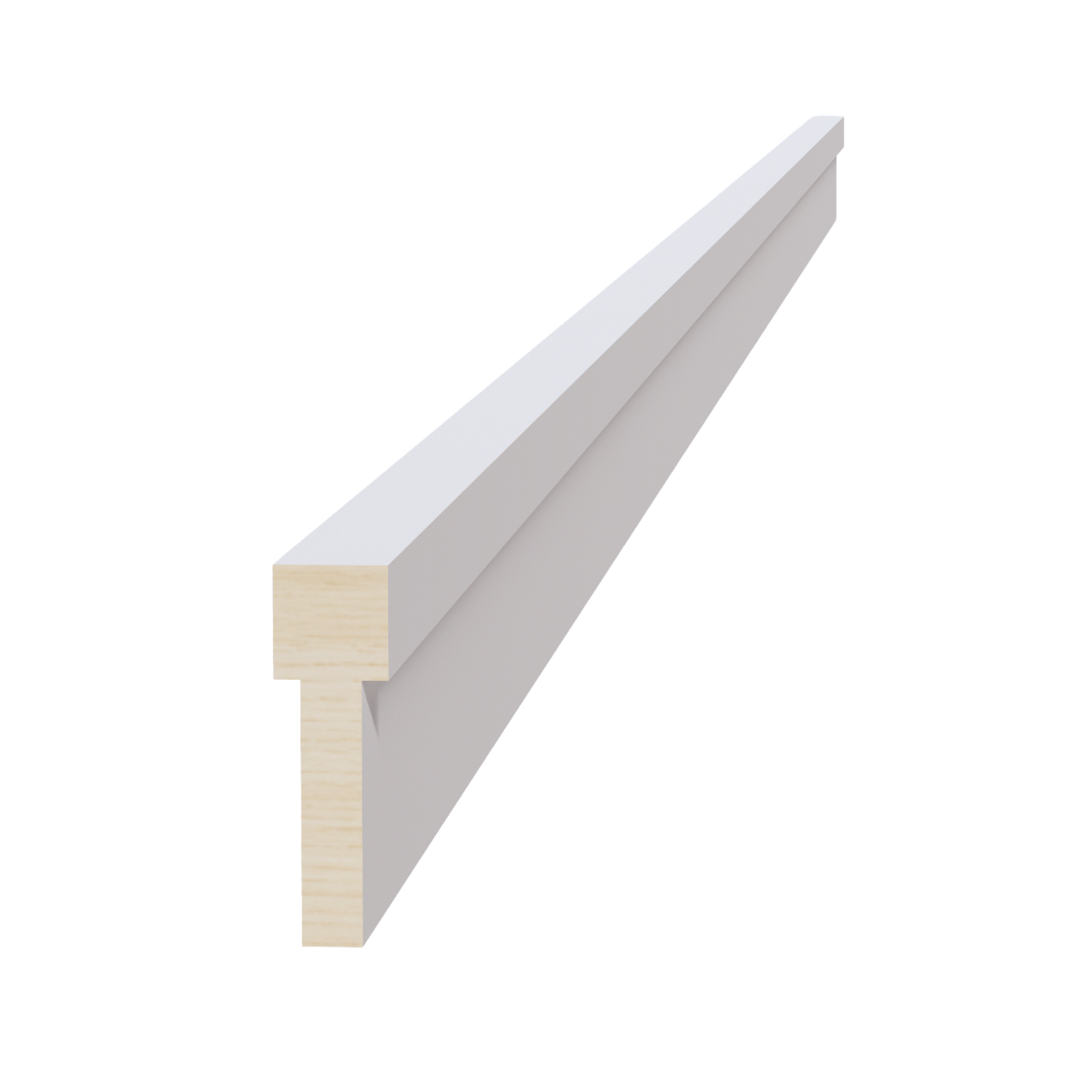 STKM8-SSW  Stacking Molding - Slim Shaker Style - White   96"W x 2-1/2"H x 3/4"D