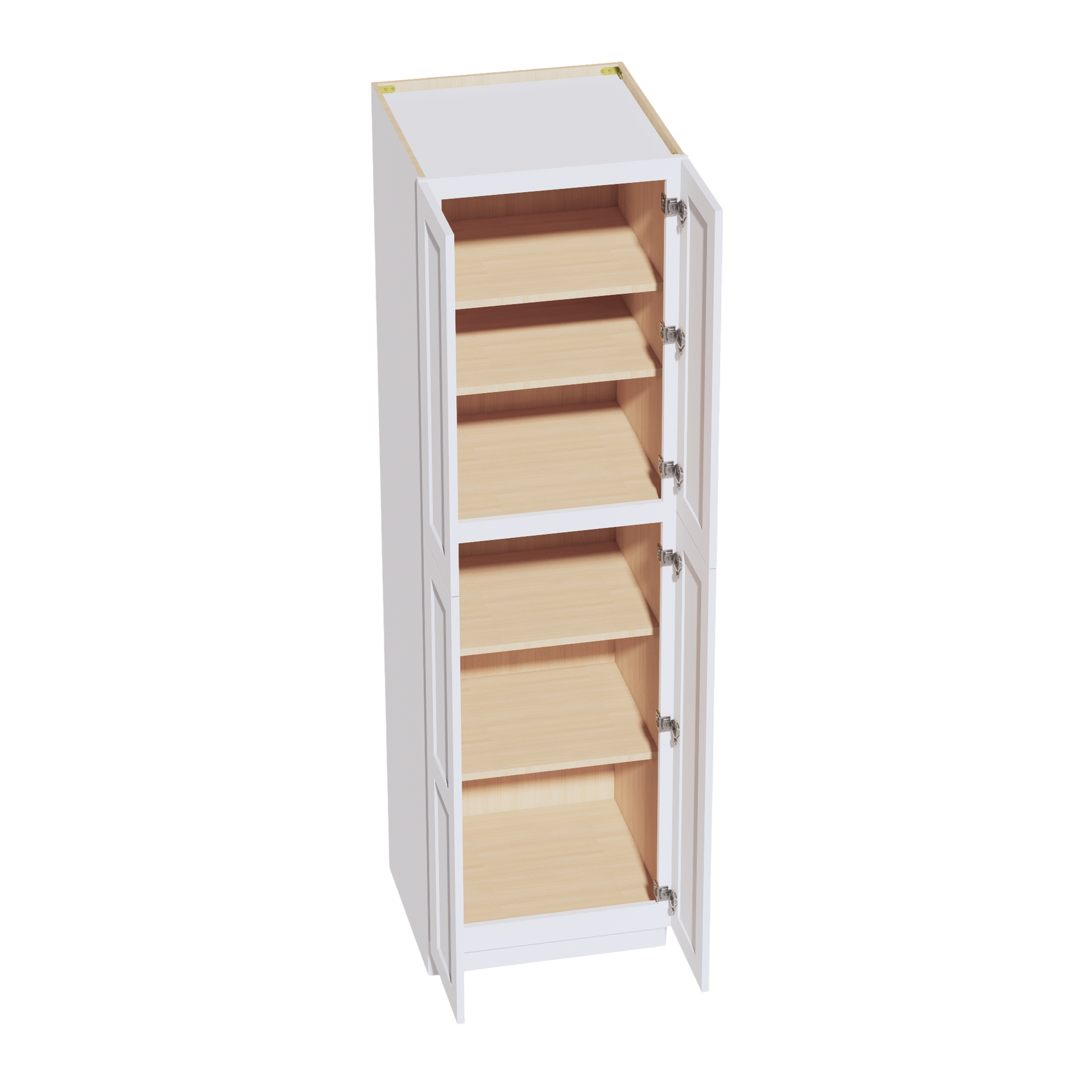 TP2484-SW  Tall Shelf Pantry Cabinet 4 Door & 6 Sheleves - Shaker Style - Pure White   24" W x 84"H x 24"D