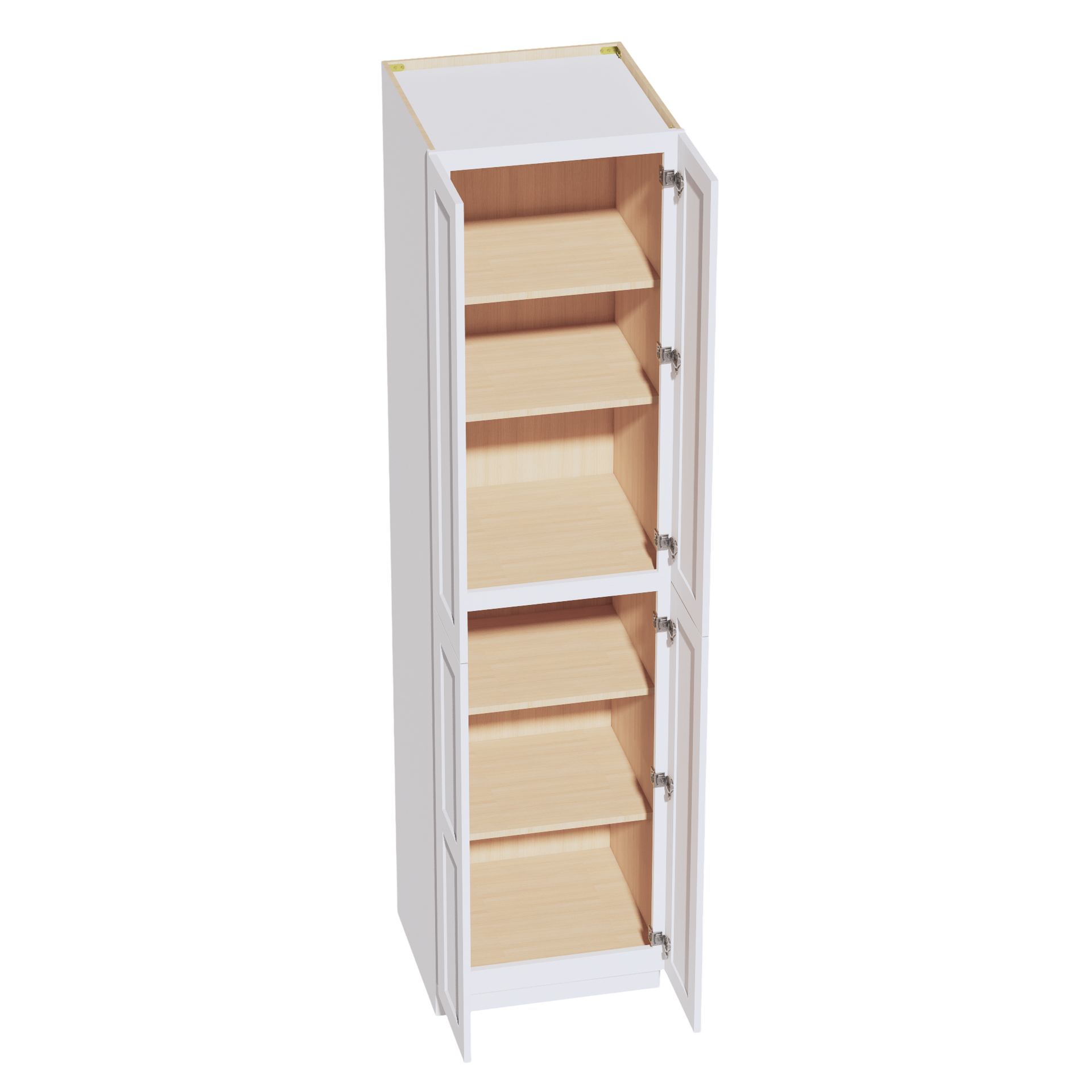 TP2496-SW  Tall Shelf Pantry Cabinet 4 Door & 6 Sheleves - Shaker Style - Pure White   24" W x 96"H x 24"D
