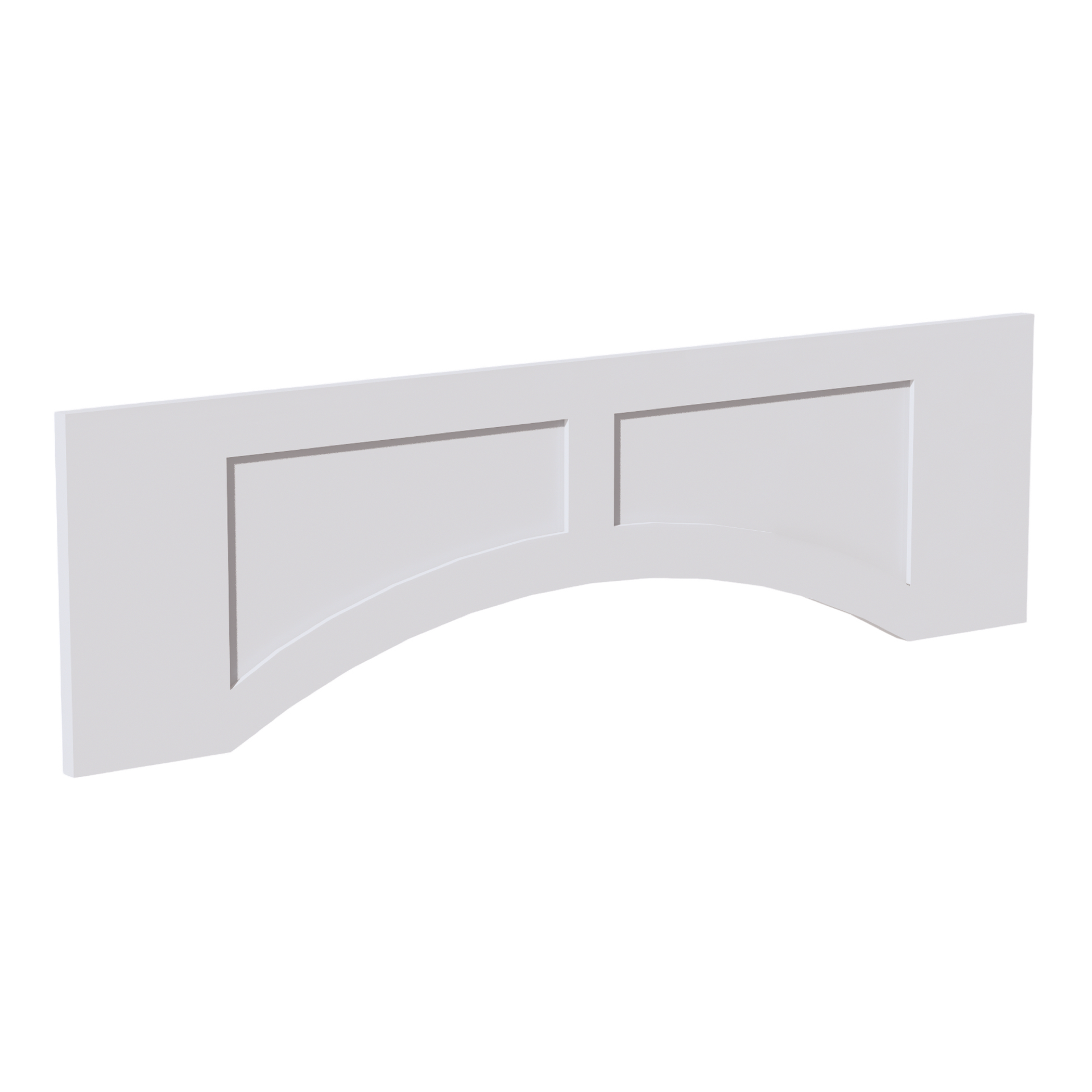 VARP42-SSW  Arched Valance With Raised Panel - Slim Shaker Style - White   42"W x 12"H x