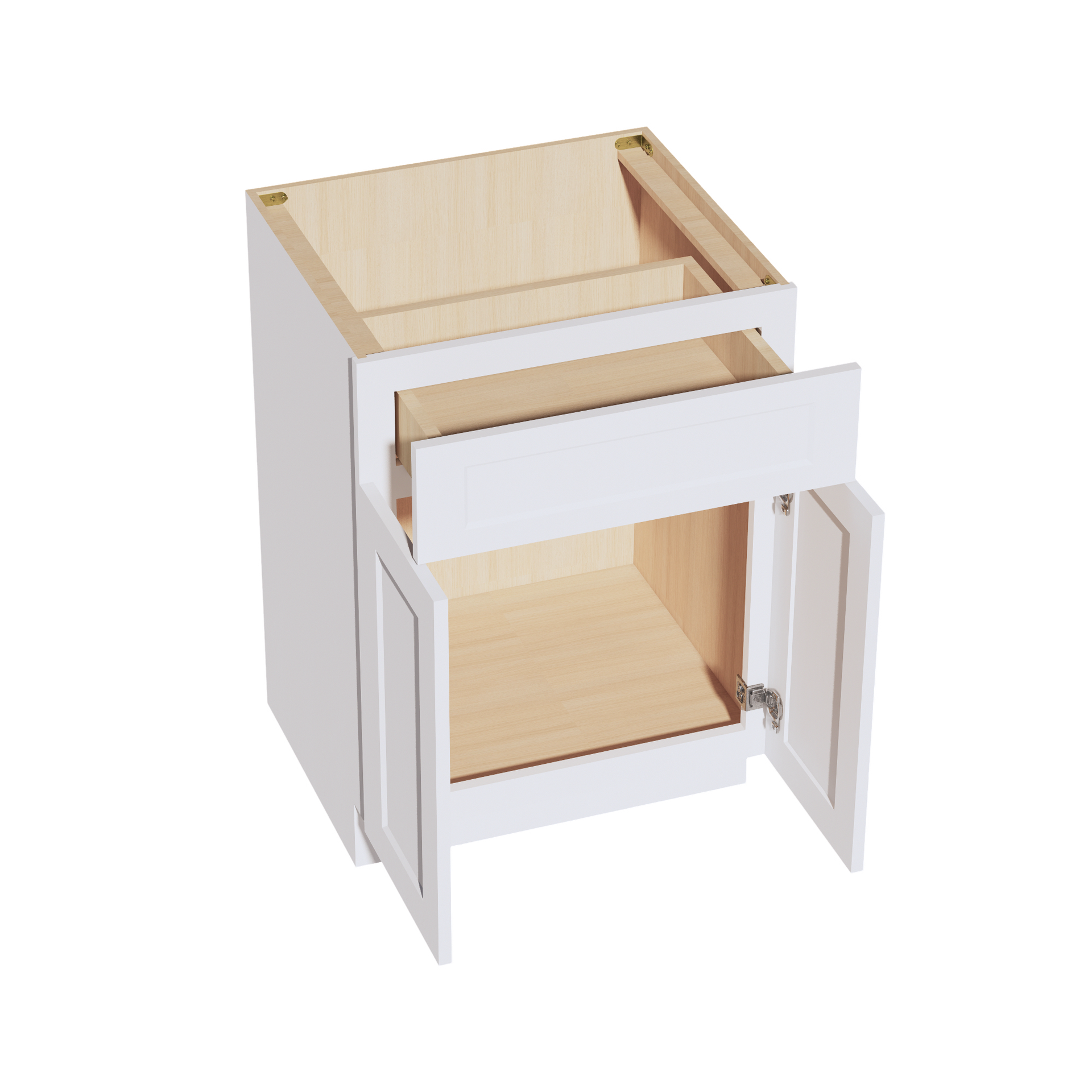 VB2421-SW  Vanity Base Cabinet 2 Doors & 1 Drawer - Shaker Style - Pure White   24"W x 34-1/2"H x 24"D