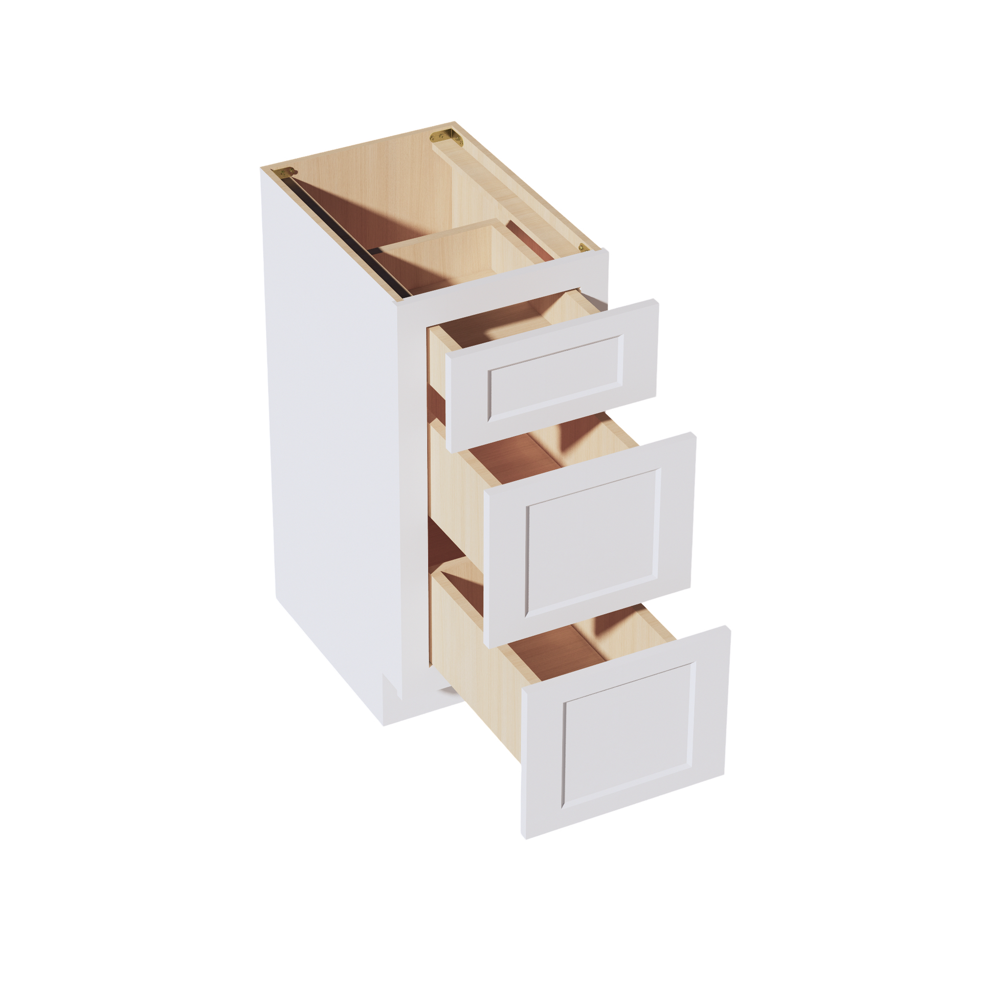 VDB1521-SW  Vanity Base Cabinet 3 Drawers - Shaker Style - Pure White   15"W x 34-1/2"H x 21"D