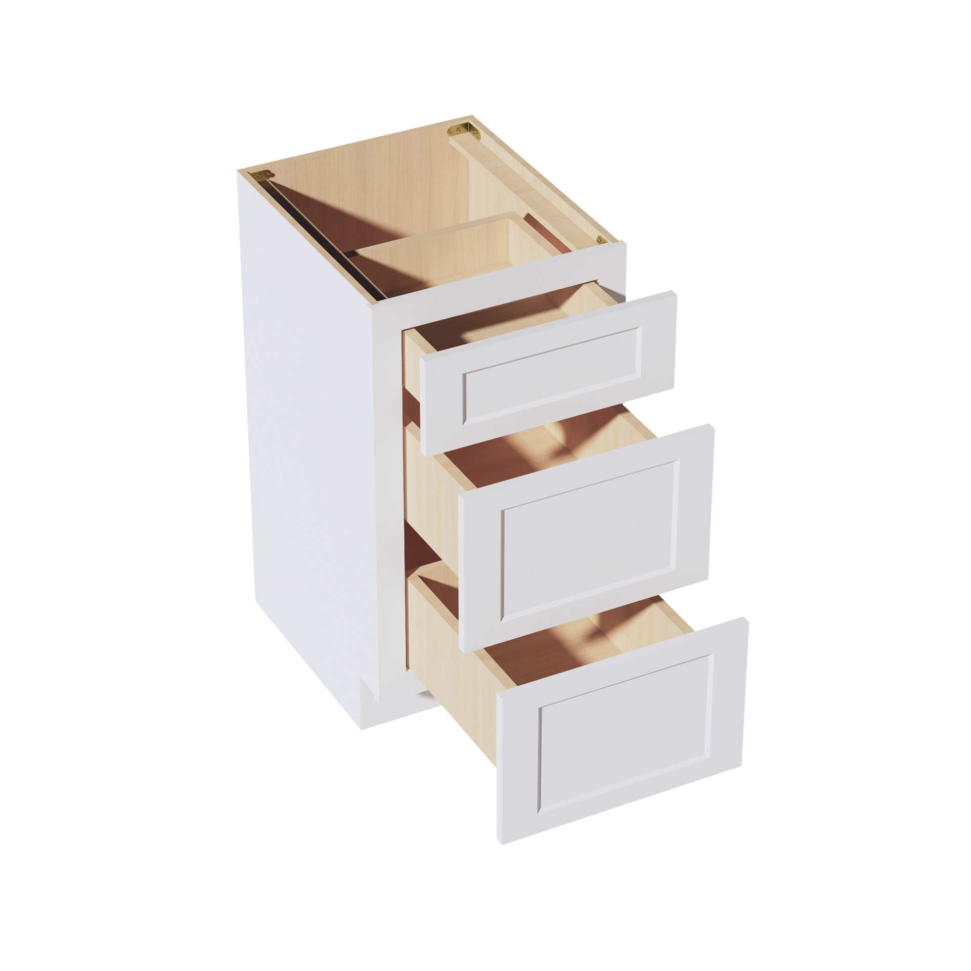 VDB1821-SW  Vanity Base Cabinet 3 Drawers - Shaker Style - Pure White   18"W x 34-1/2"H x 21"D