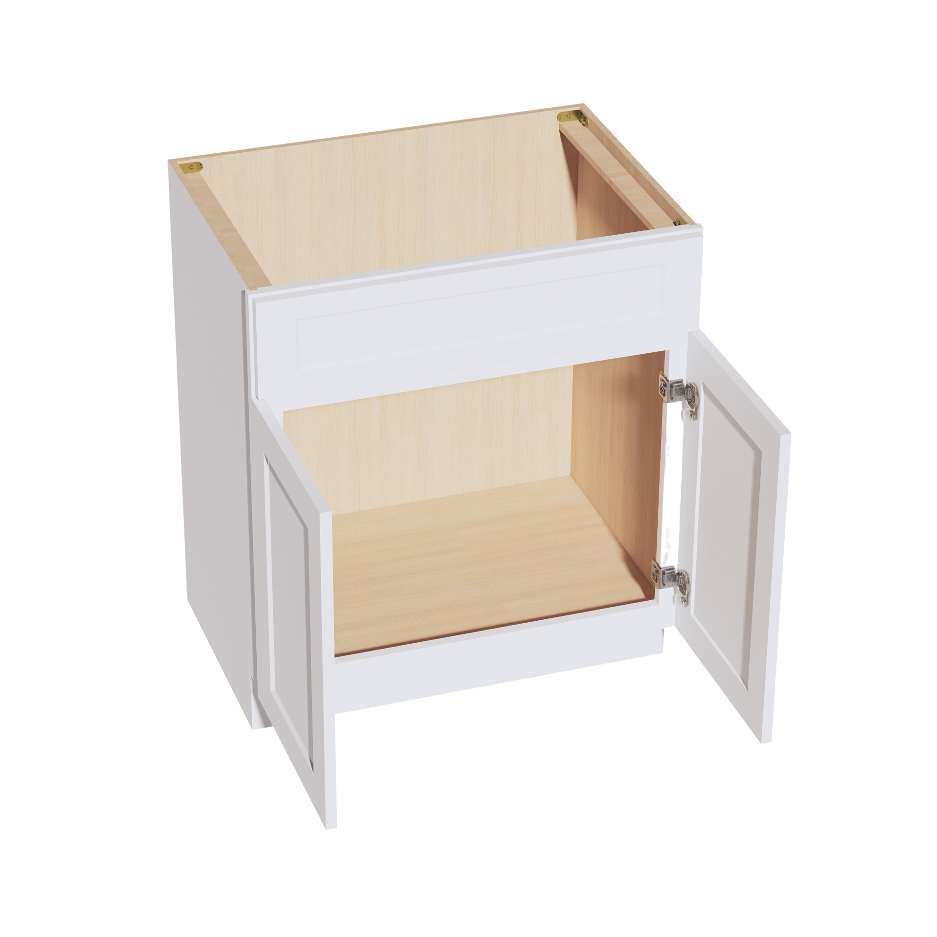 VSB3021-SW  Vanity Sink Base 1 False Drawer & 2 Doors - Shaker Style - Pure White   30"W x 34-1/2"H x 21"D