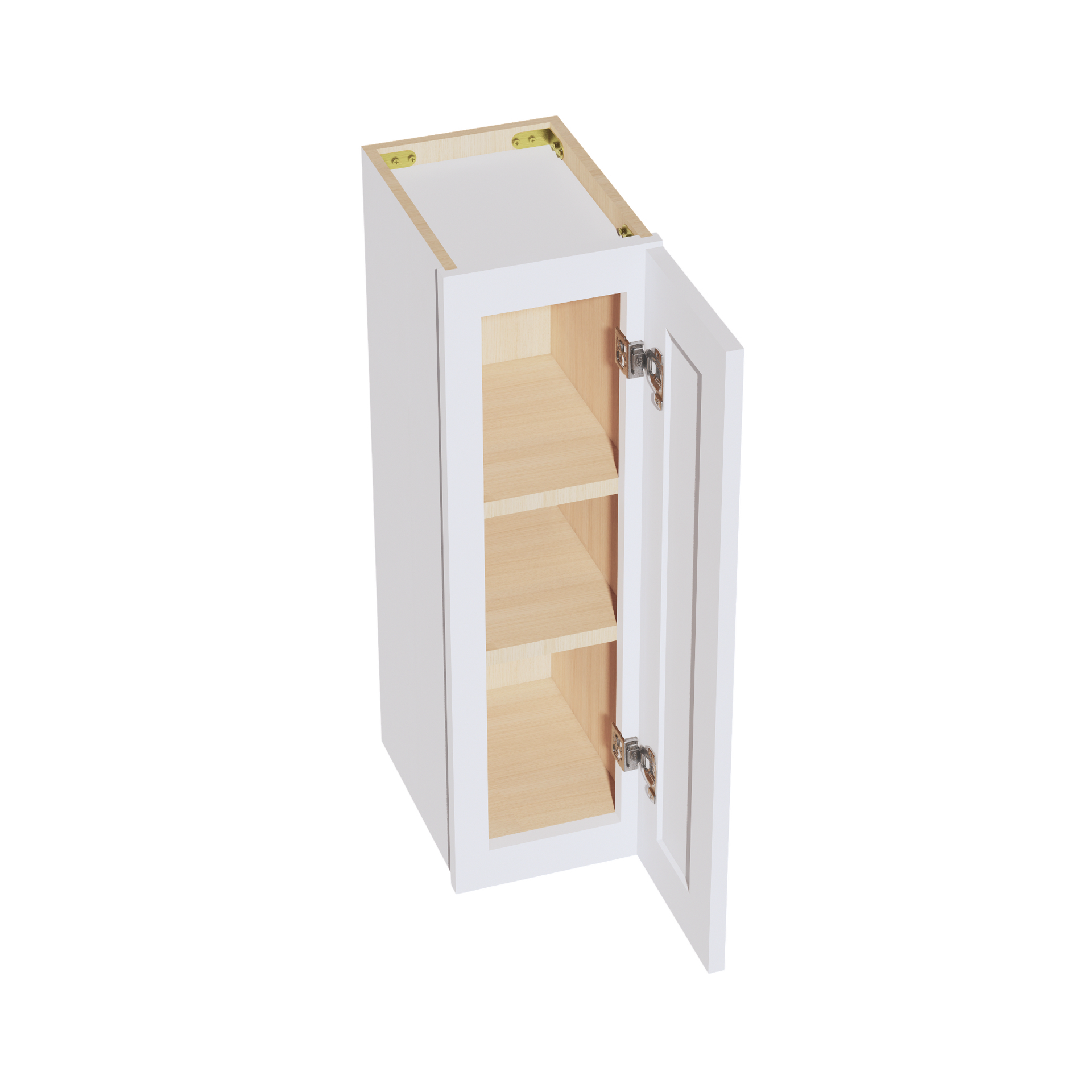 W0930-SW  Wall Cabinet 1 Door & 2 Shelves - Shaker Style - Pure White   09"W x 30"H x 12"D