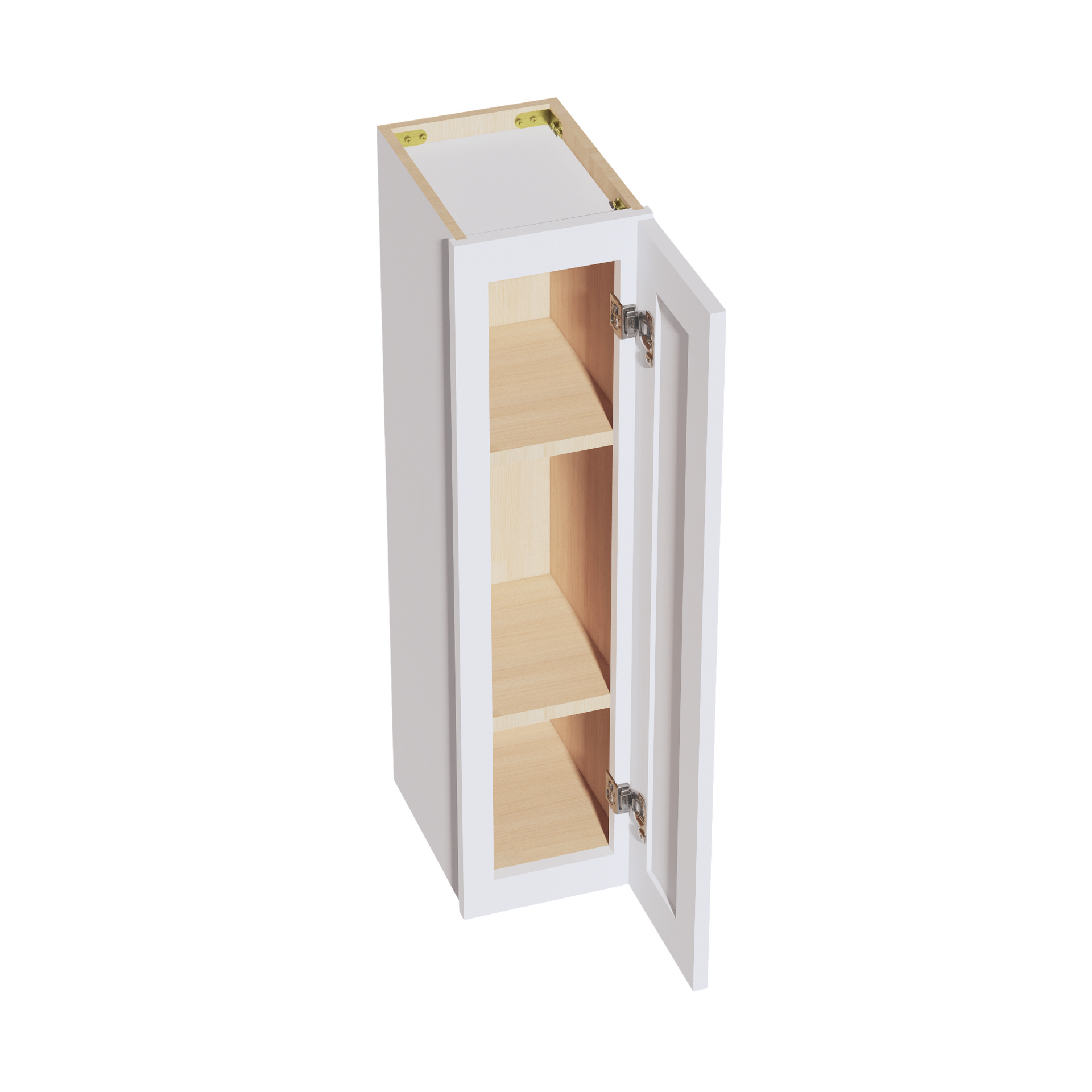 W0936-SW  Wall Cabinet 1 Door & 2 Shelves - Shaker Style - Pure White   09"W x 36"H x 12"D