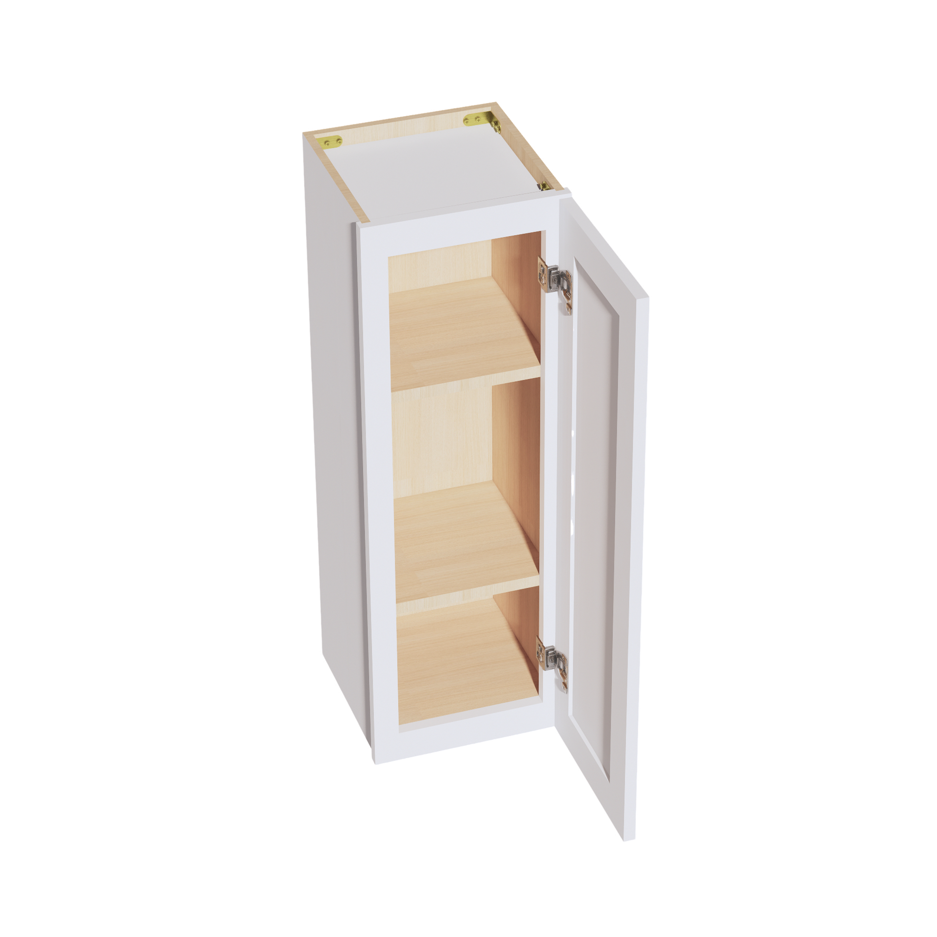 W1236-SW  Wall Cabinet 1 Door & 2 Shelves - Shaker Style - Pure White   12"W x 36"H x 12"D
