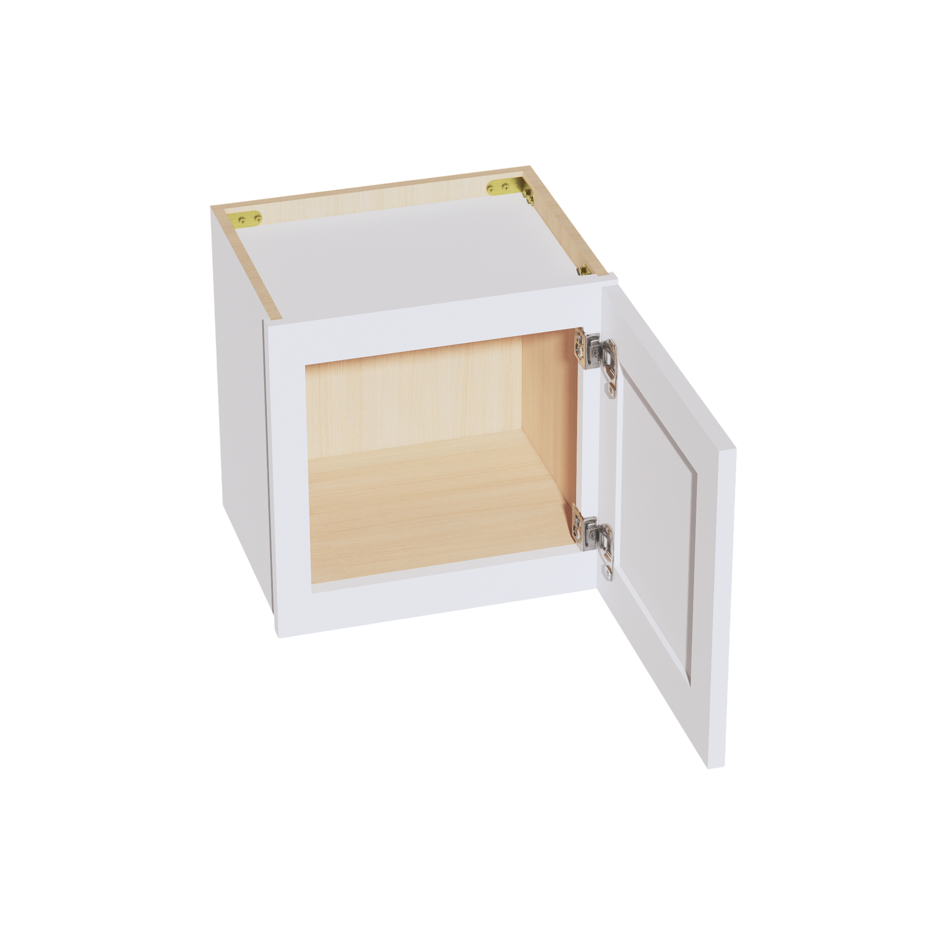 W1515-SW  Wall Cabinet 1 Door & 2 Shelves - Shaker Style - Pure White   15"W x 15"H x 12"D