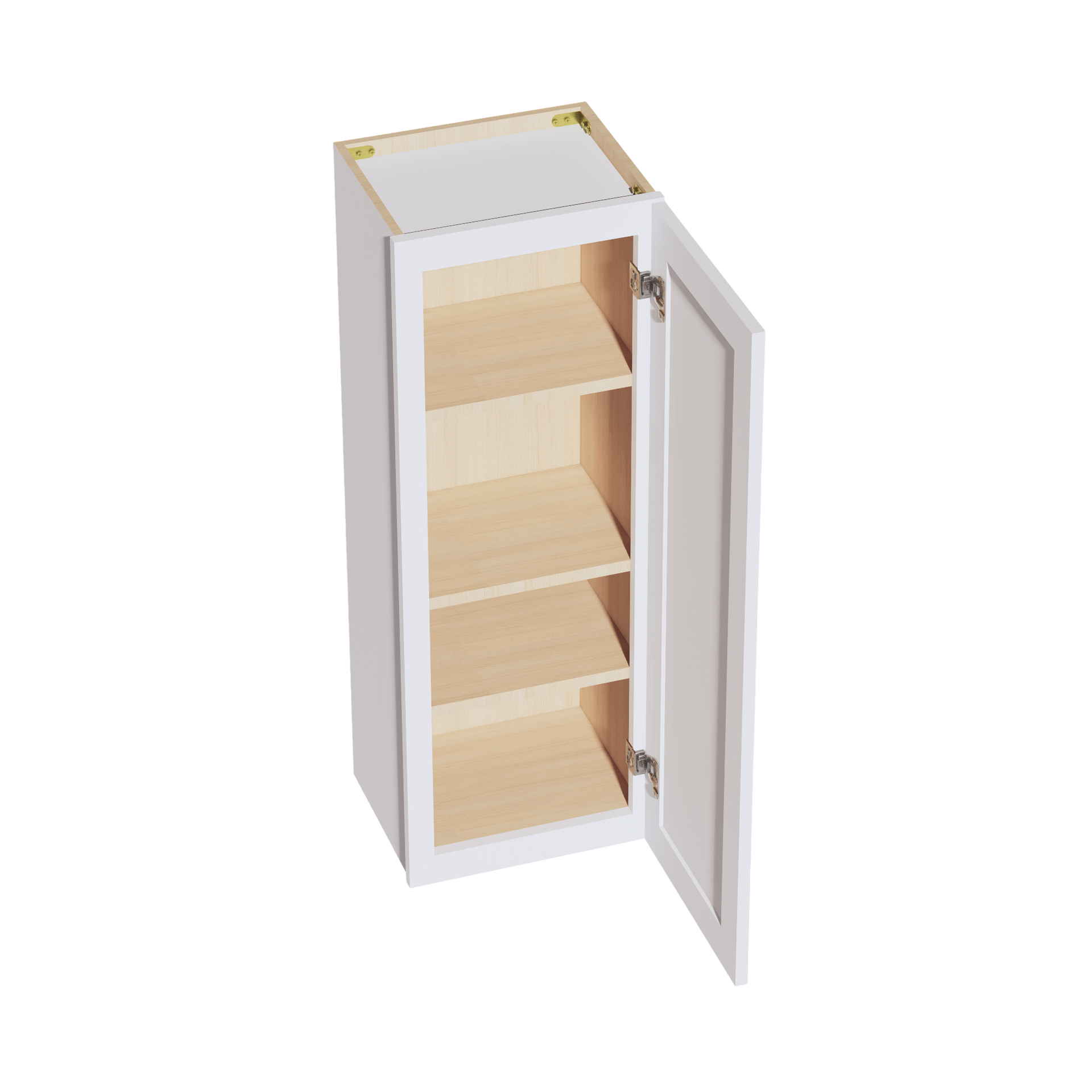 W1542-SW  Wall Cabinet 1 Door & 2 Shelves - Shaker Style - Pure White   15"W x 42"H x 12"D