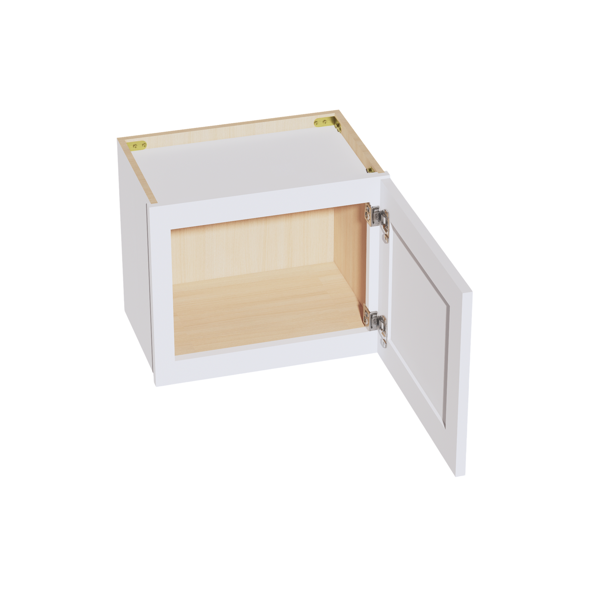 W1815-SW  Wall Cabinet 1 Door & 2 Shelves - Shaker Style - Pure White   18"W x 15"H x 12"D
