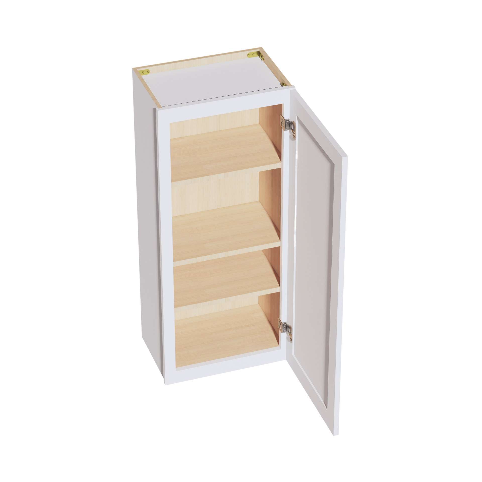 W1842-SW  Wall Cabinet 1 Door & 2 Shelves - Shaker Style - Pure White   18"W x 42"H x 12"D