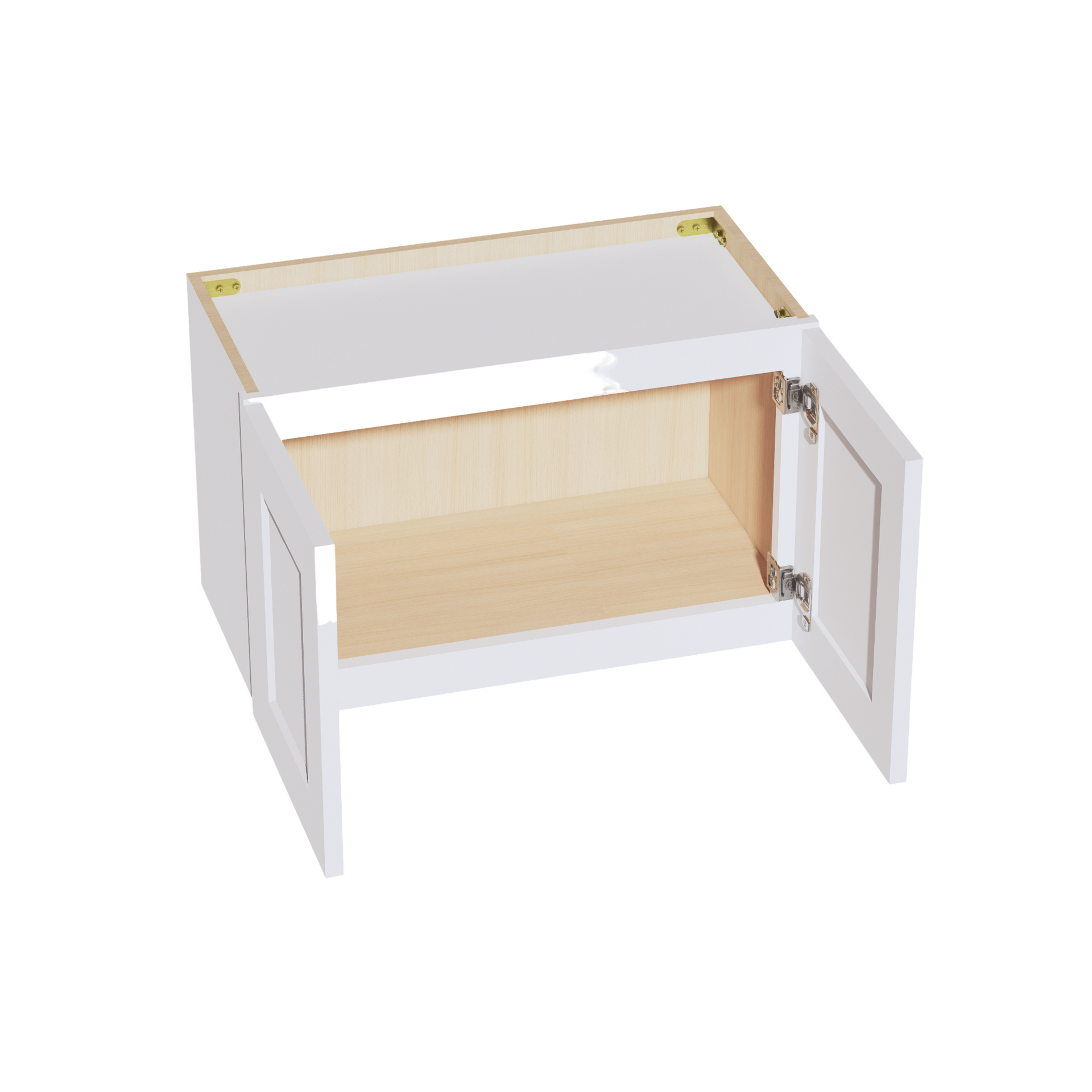 W2415-SW  Wall Cabinet 2 Doors & 2 Shelves - Shaker Style - Pure White   24"W x 15"H x 12"D