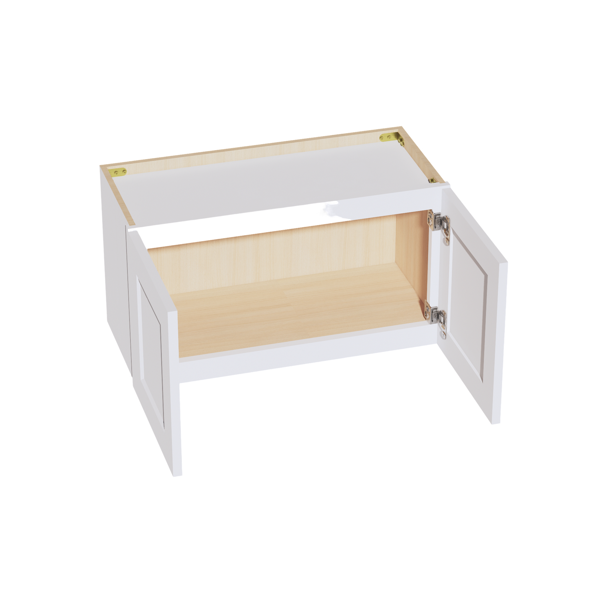W2715-SW  Wall Cabinet 2 Doors & 2 Shelves - Shaker Style - Pure White   27"W x 15"H x 12"D