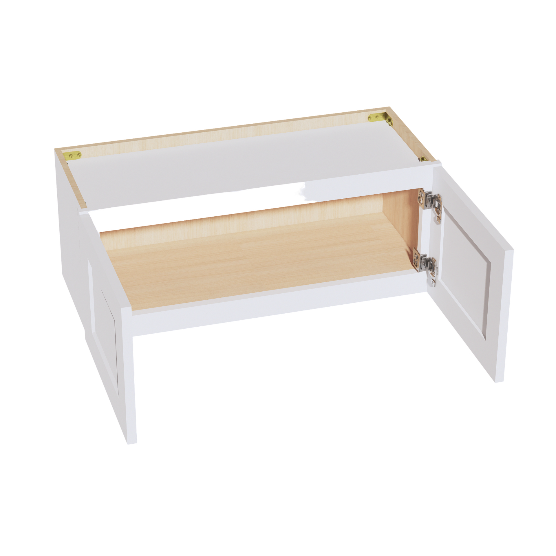 W3012-SW  Wall Cabinet 2 Doors & 2 Shelves - Shaker Style - Pure White   30"W x 12"H x 12"D