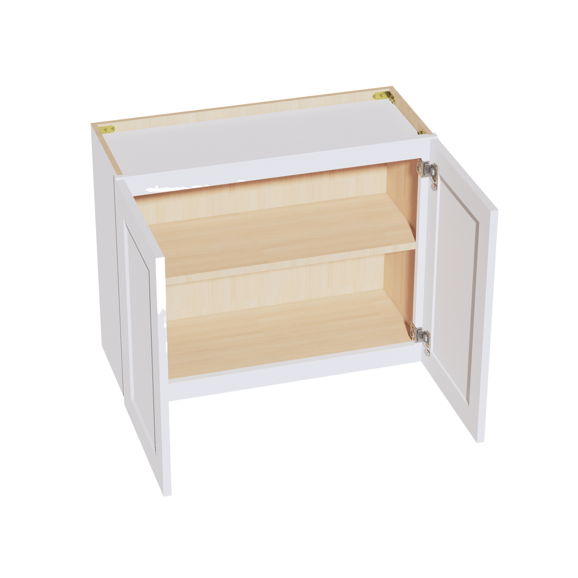 W3024-SW  Wall Cabinet 2 Doors & 2 Shelves - Shaker Style - Pure White   30"W x 24"H x 12"D
