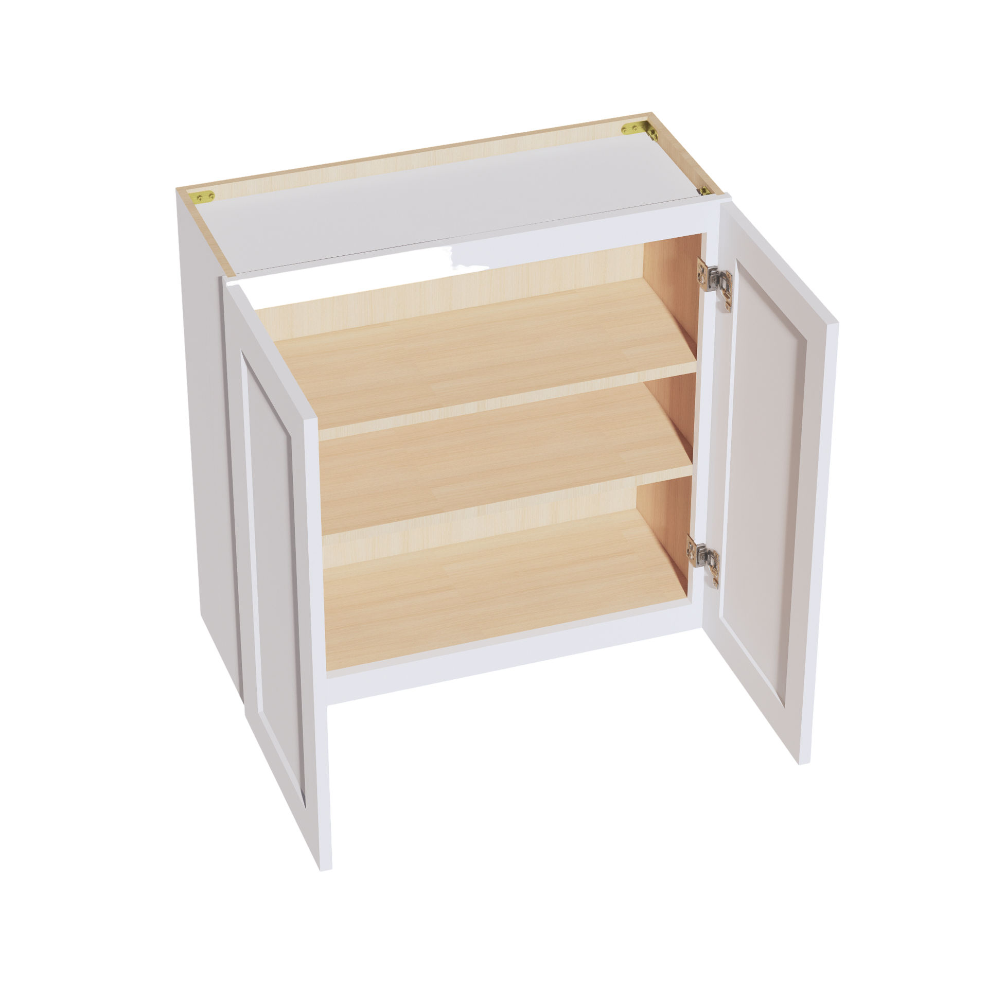 W3030-SW  Wall Cabinet 2 Doors & 2 Shelves - Shaker Style - Pure White   30"W x 30"H x 12"D