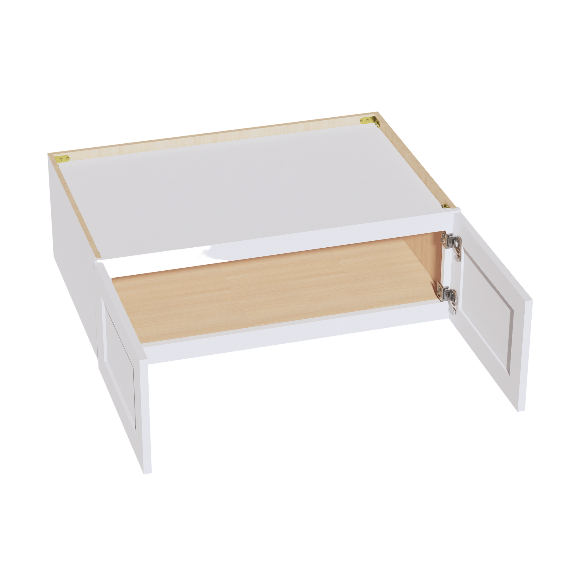 W3612-SW  Wall Cabinet 2 Doors & 2 Shelves - Shaker Style - Pure White   36"W x 12"H x 12"D