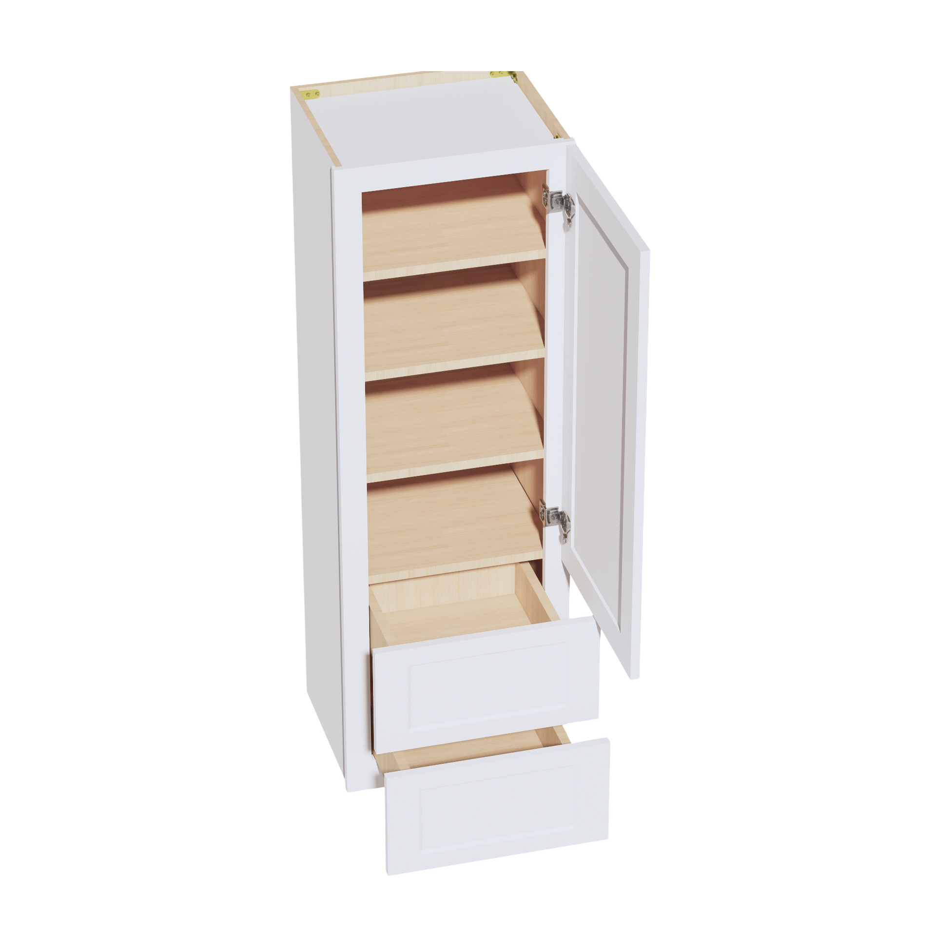 WD1854-SW  Diagonal Wall Corner Cabinet 1 Door & 2 Shelves - Shaker Style - Pure White   18'W x 54"H x 15"D