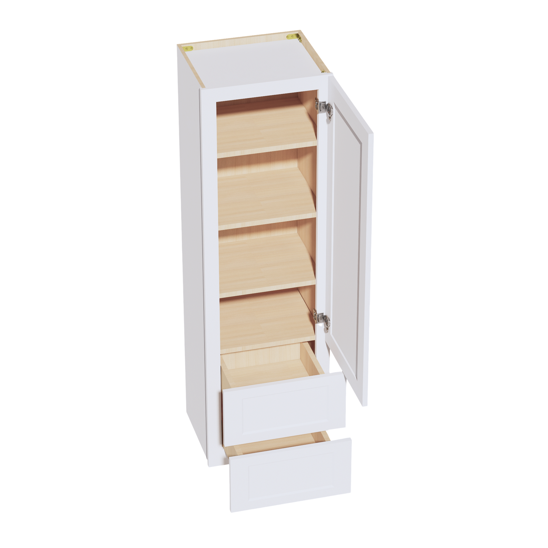 WD1860-SW  Diagonal Wall Corner Cabinet 1 Door & 2 Shelves - Shaker Style - Pure White   18'W x 60"H x 15"D