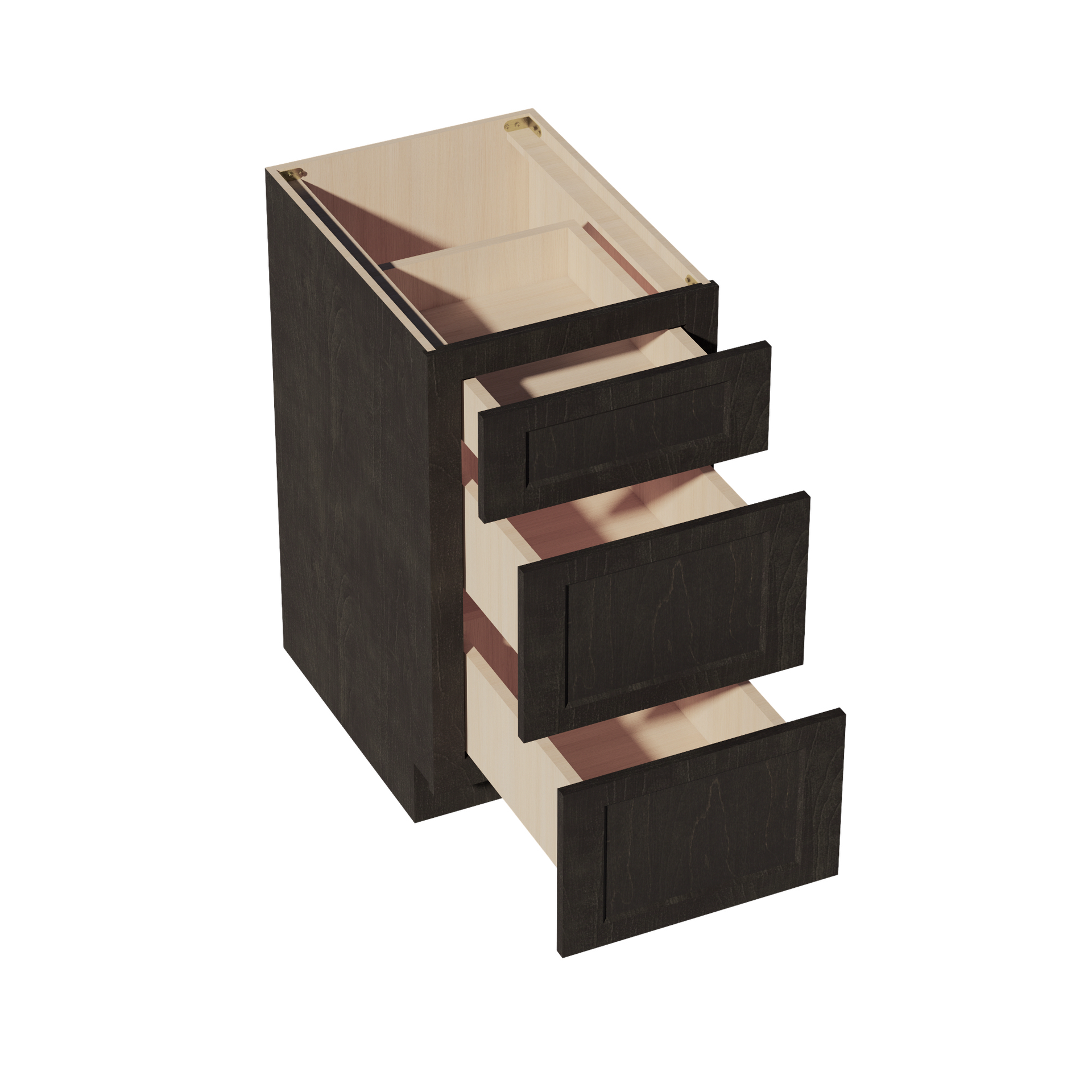 DB18-SDG  Base Cabinet 3 Drawers - Shaker Style - Dark Grey   18"W x 34-1/2"H x 24"D