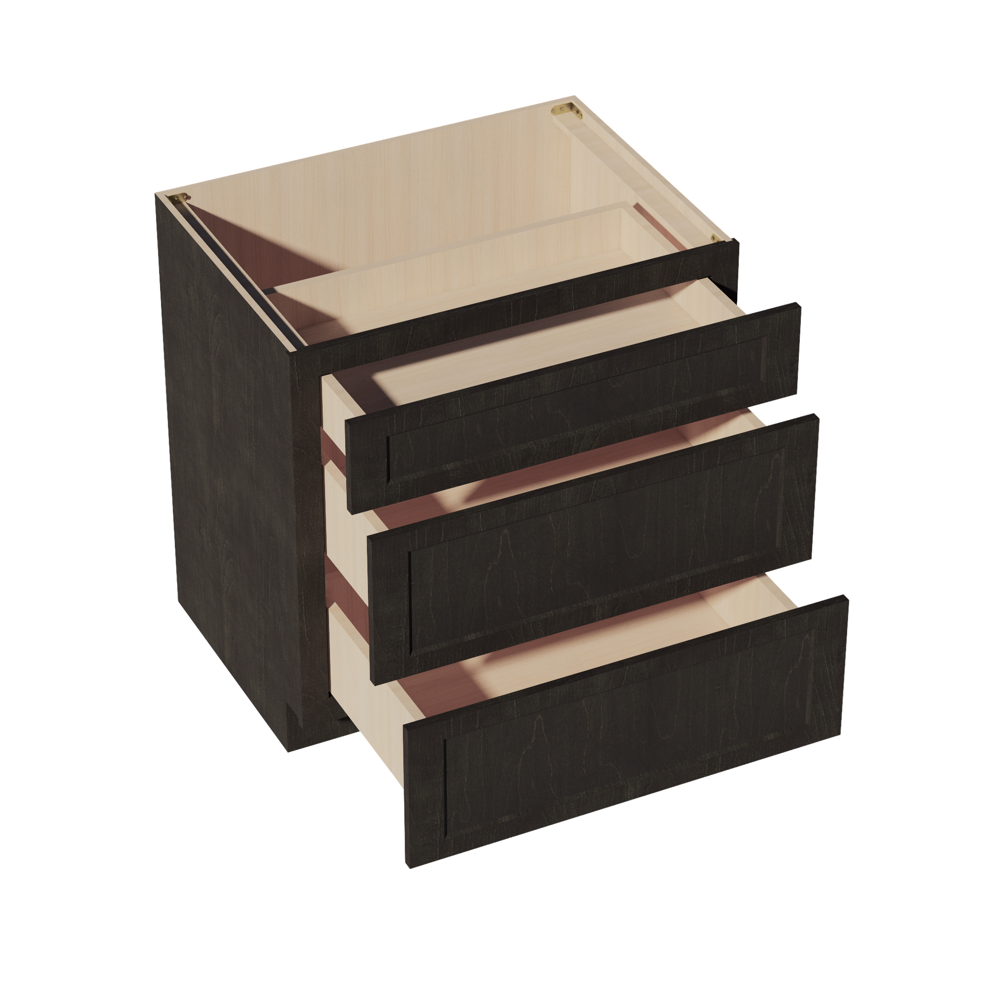 DB33-SDG  Base Cabinet 3 Drawers - Shaker Style - Dark Grey   33"W x 34-1/2"H x 24"D